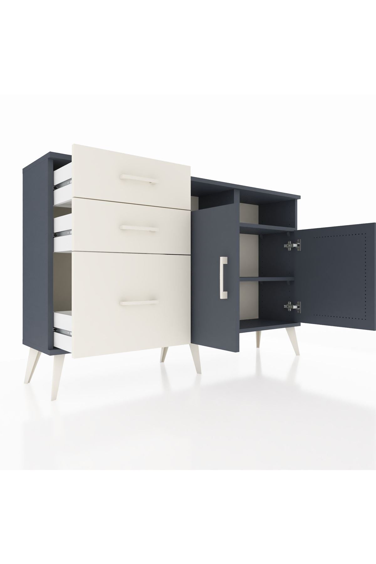 Arges Konsol 4 Raflı 3 Çekmeceli 2 Kapaklı 132x30x83 - S144M048V16A