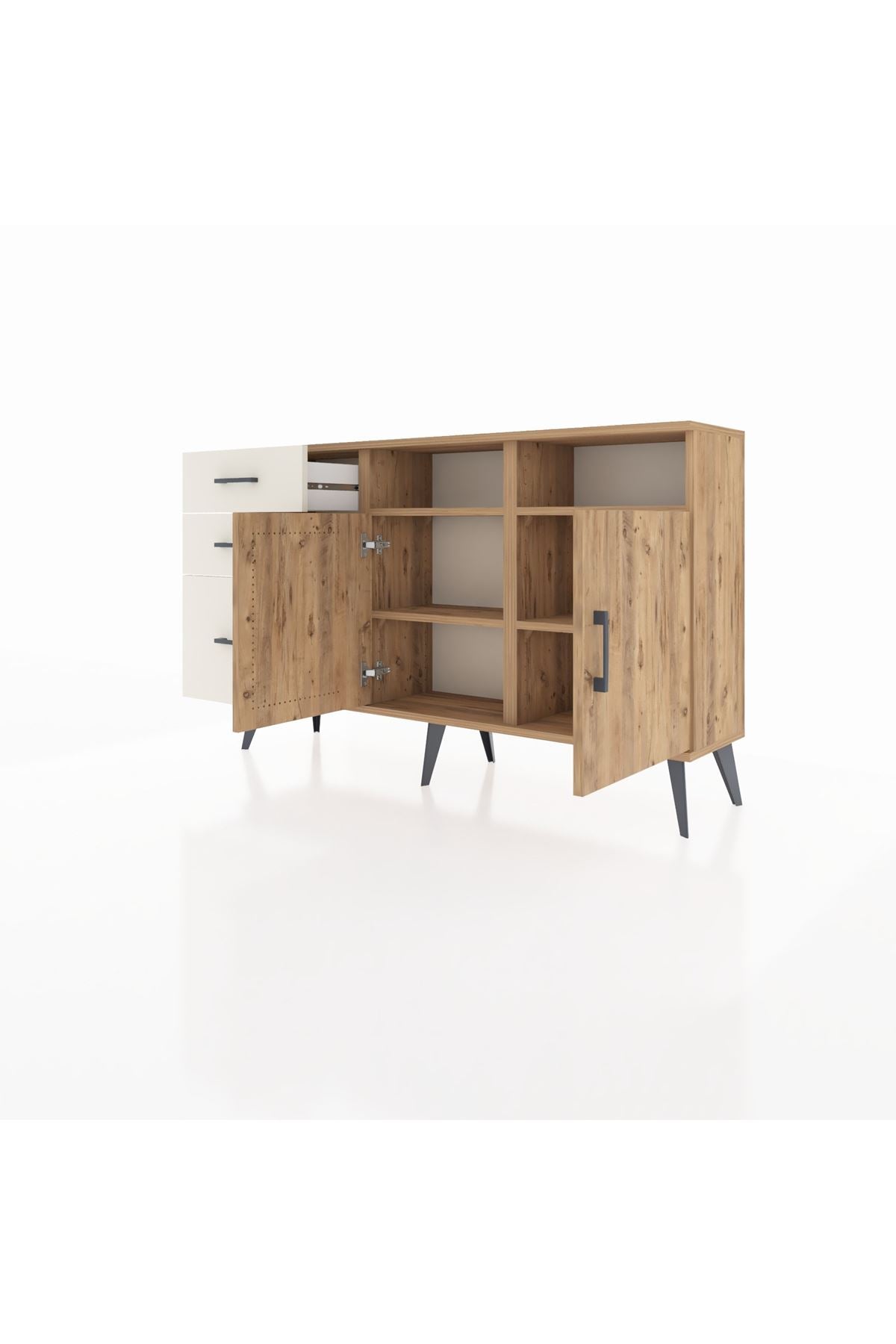 Arges Konsol 4 Raflı 3 Çekmeceli 2 Kapaklı 132x30x83 - S144M048V19A