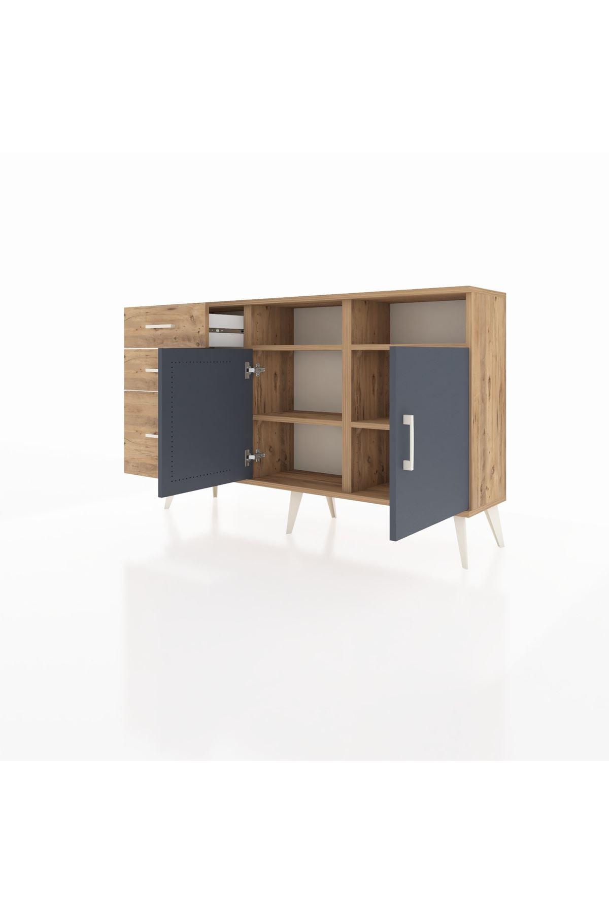Arges Konsol 4 Raflı 3 Çekmeceli 2 Kapaklı 132x30x83 - S144M048V27A