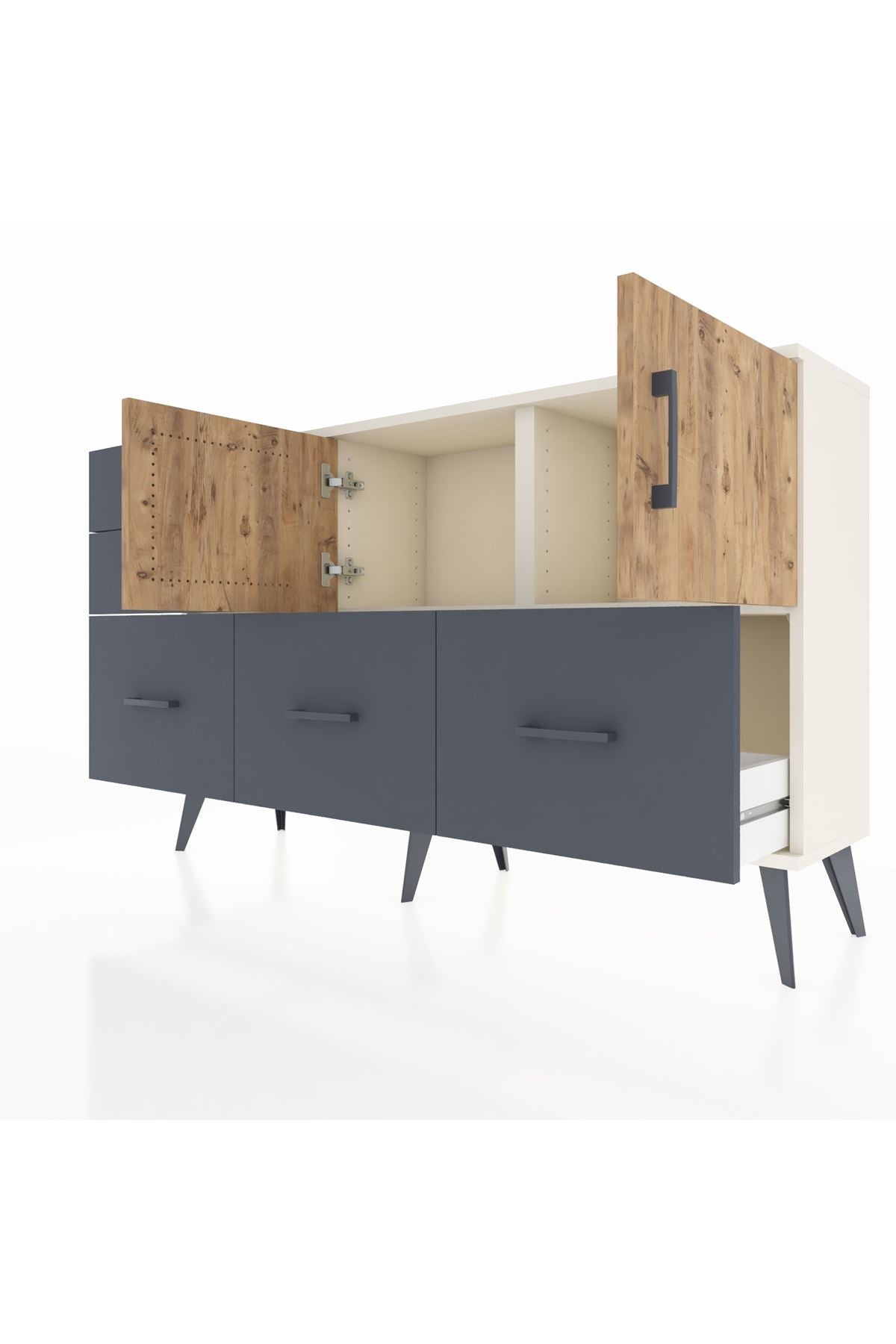 Arges Konsol 2 Raflı 5 Çekmeceli 2 Kapaklı 132x30x83 - S144M049V02A