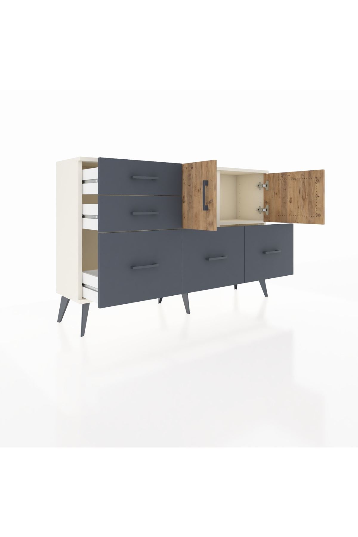 Arges Konsol 2 Raflı 5 Çekmeceli 2 Kapaklı 132x30x83 - S144M049V02A