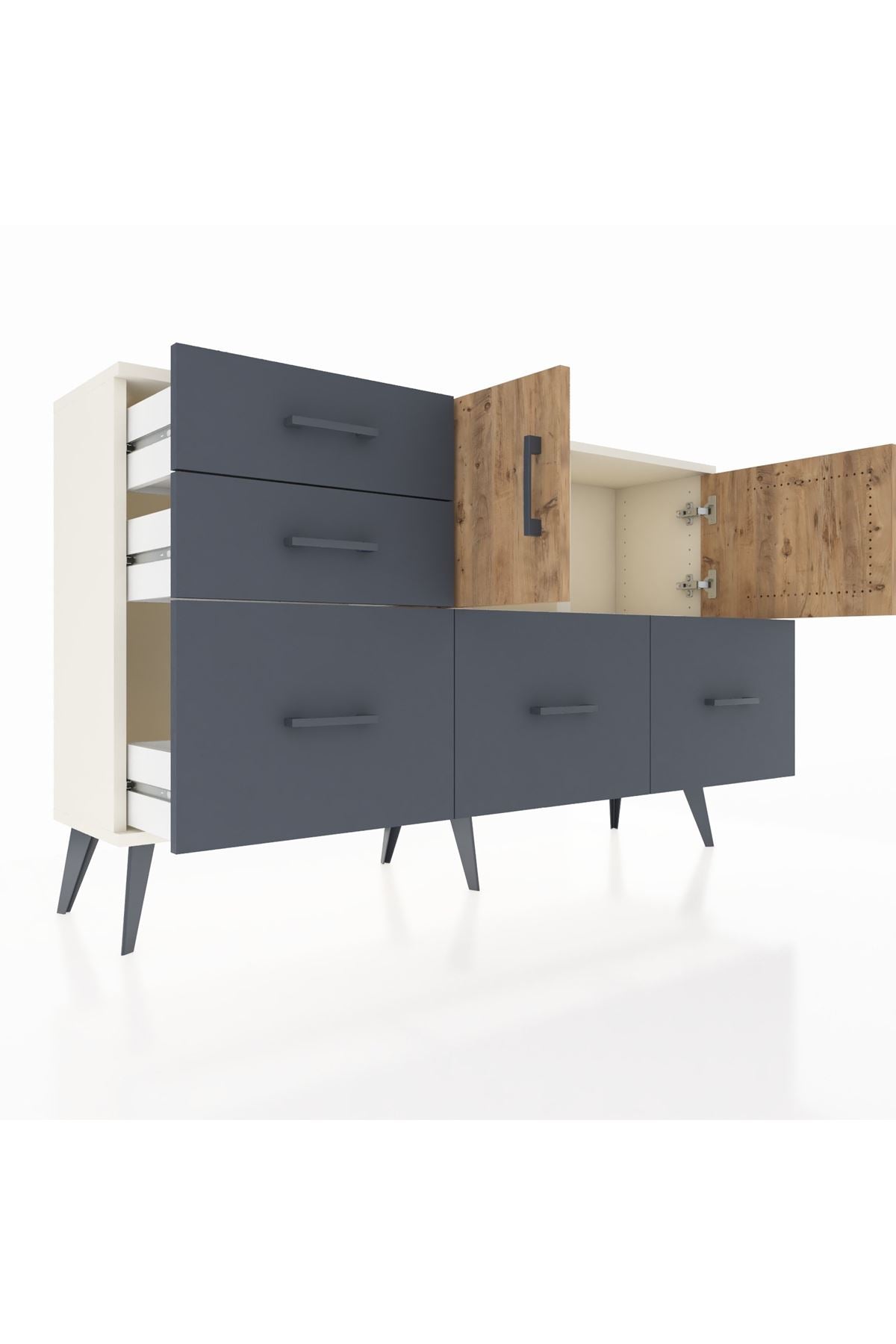 Arges Konsol 2 Raflı 5 Çekmeceli 2 Kapaklı 132x30x83 - S144M049V02A