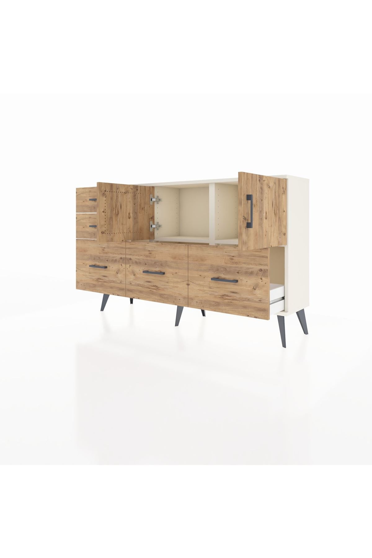 Arges Konsol 2 Raflı 5 Çekmeceli 2 Kapaklı 132x30x83 - S144M049V03A