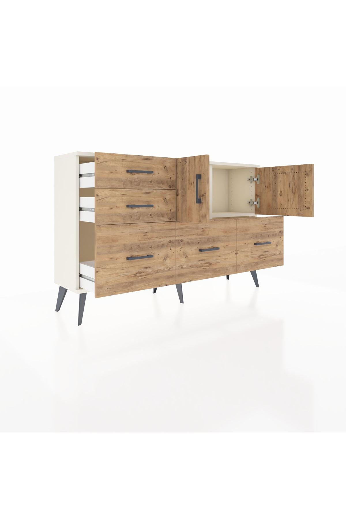 Arges Konsol 2 Raflı 5 Çekmeceli 2 Kapaklı 132x30x83 - S144M049V03A