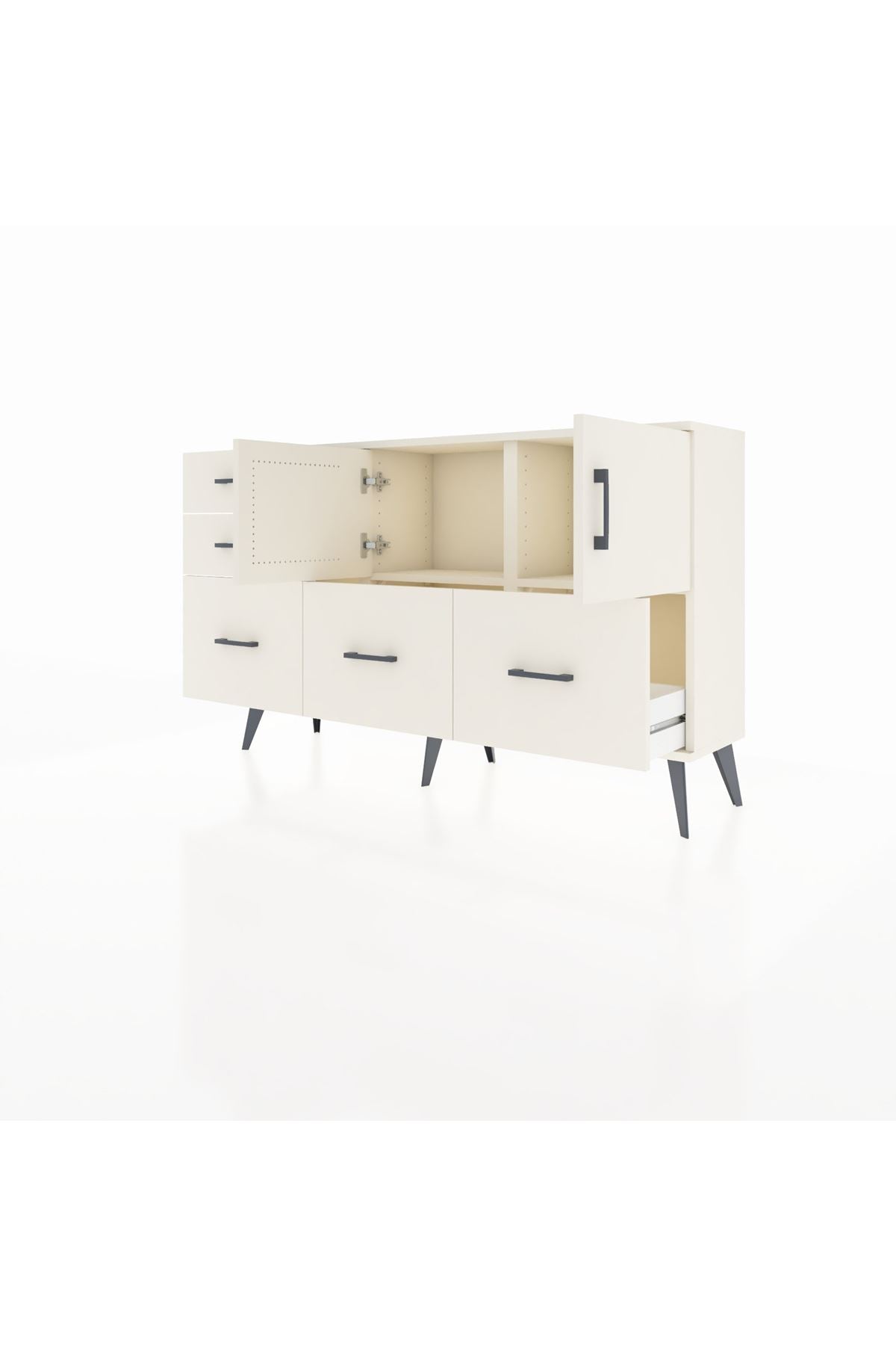 Arges Konsol 2 Raflı 5 Çekmeceli 2 Kapaklı 132x30x83 - S144M049V04A