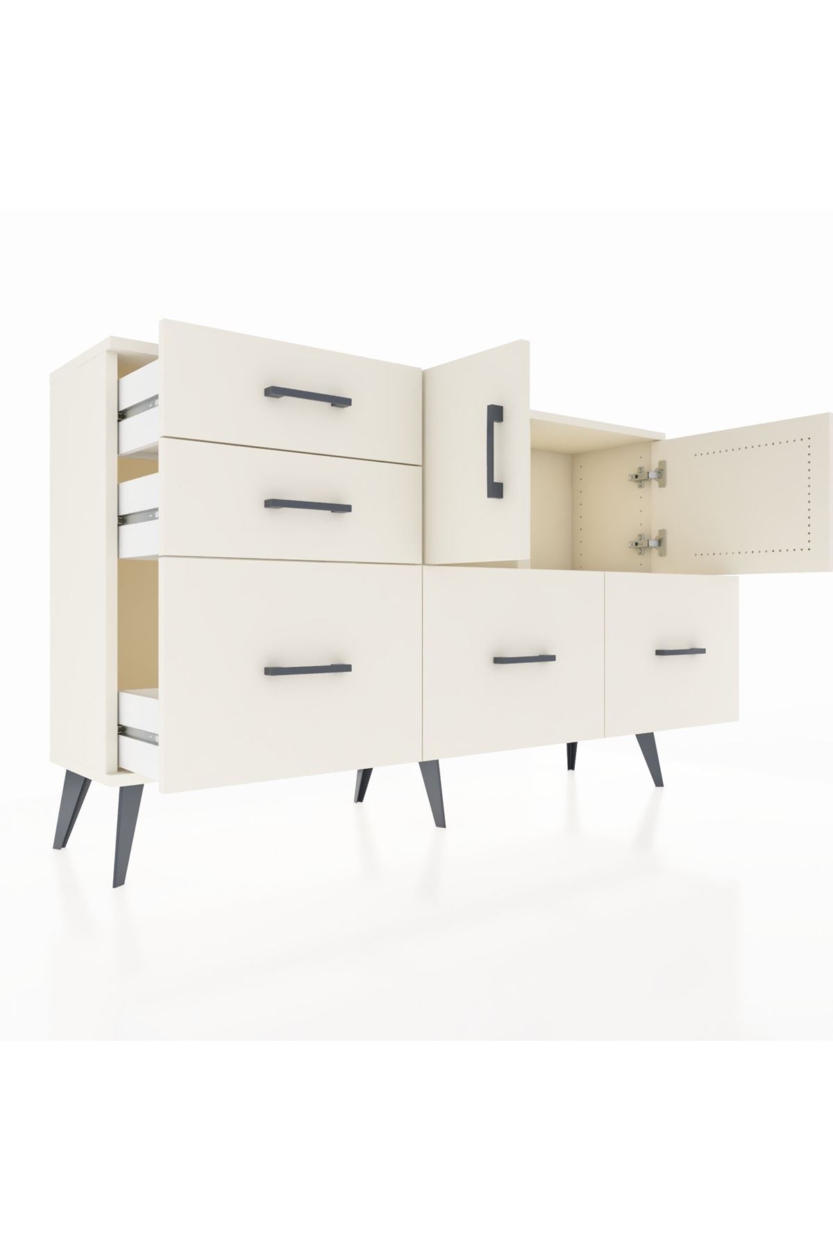 Arges Konsol 2 Raflı 5 Çekmeceli 2 Kapaklı 132x30x83 - S144M049V04A