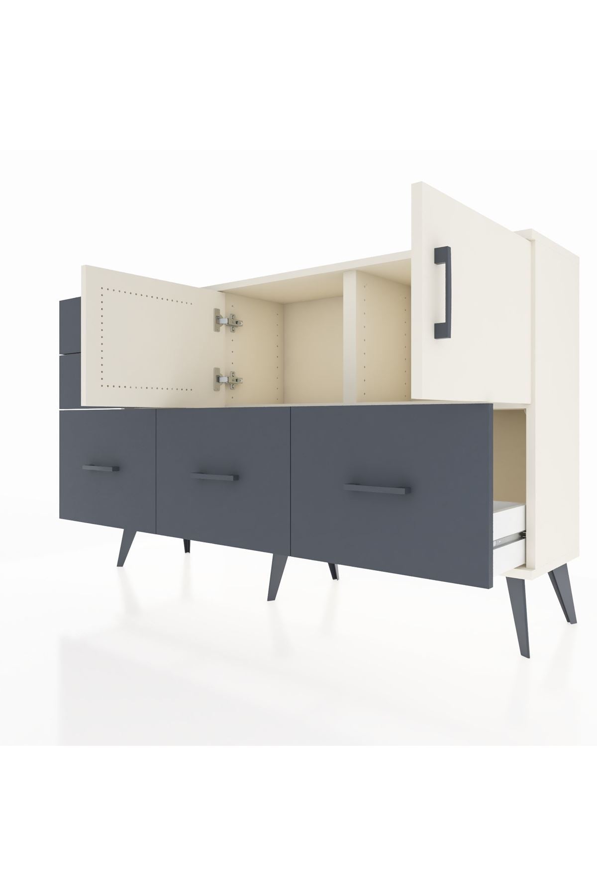 Arges Konsol 2 Raflı 5 Çekmeceli 2 Kapaklı 132x30x83 - S144M049V05A