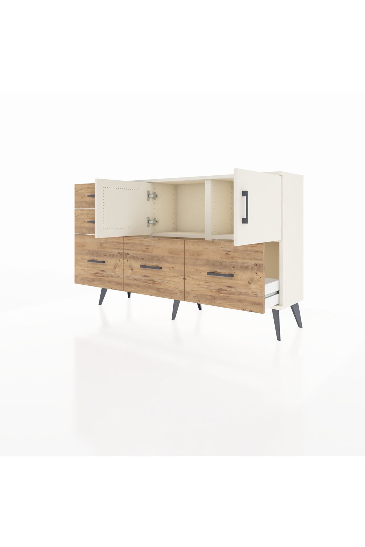 Arges Konsol 2 Raflı 5 Çekmeceli 2 Kapaklı 132x30x83 - S144M049V06A