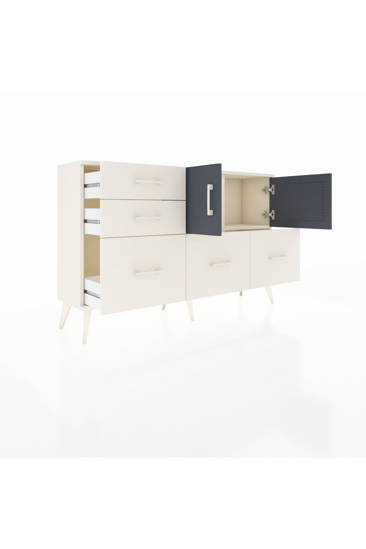 Arges Konsol 2 Raflı 5 Çekmeceli 2 Kapaklı 132x30x83 - S144M049V07A