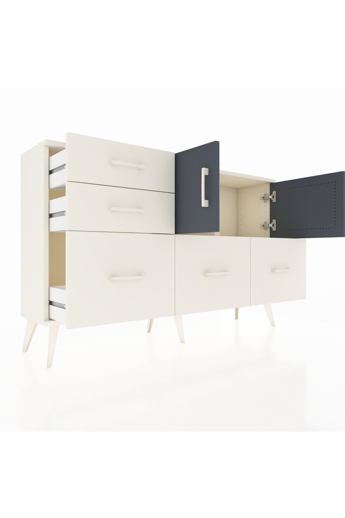 Arges Konsol 2 Raflı 5 Çekmeceli 2 Kapaklı 132x30x83 - S144M049V07A