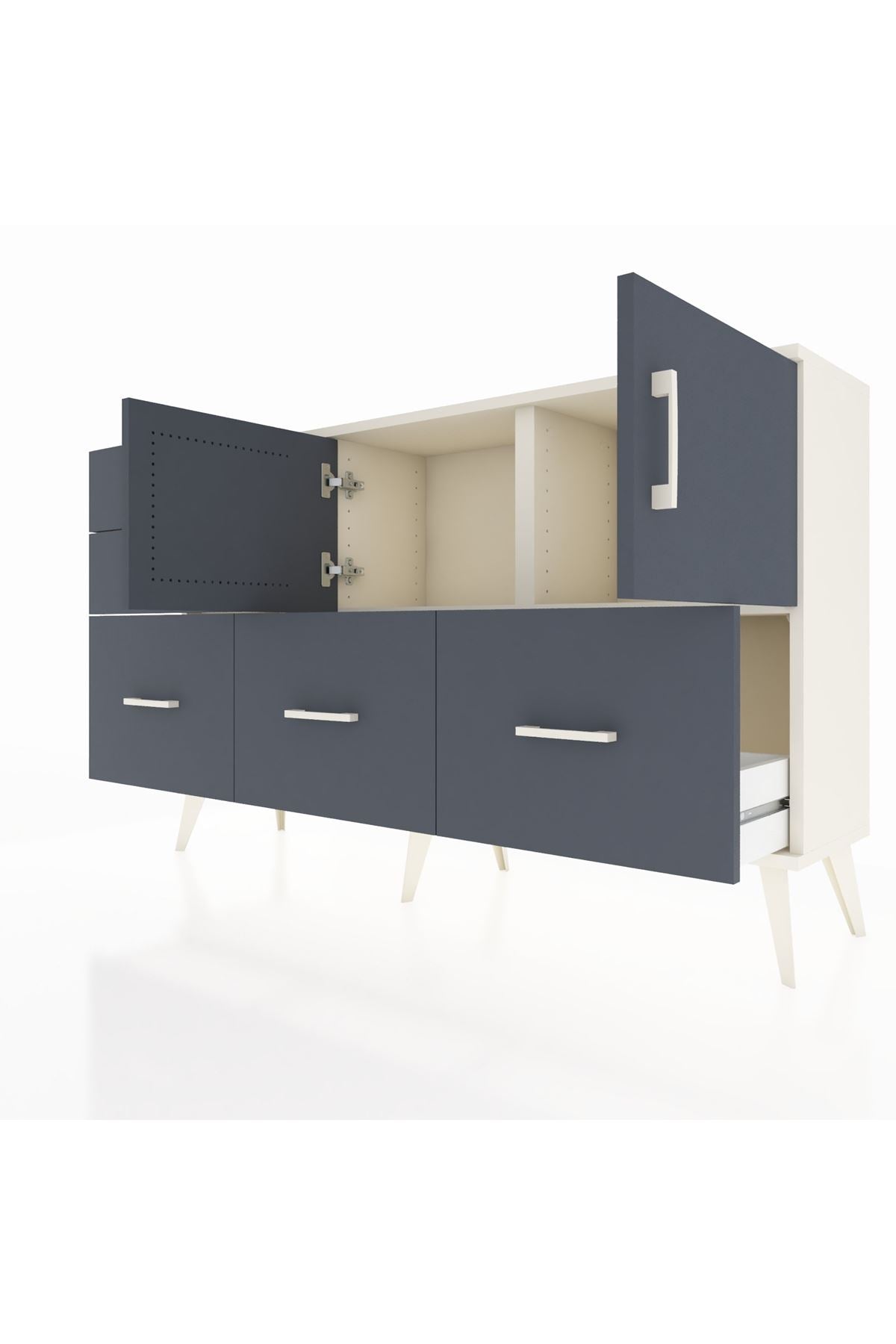 Arges Konsol 2 Raflı 5 Çekmeceli 2 Kapaklı 132x30x83 - S144M049V08A