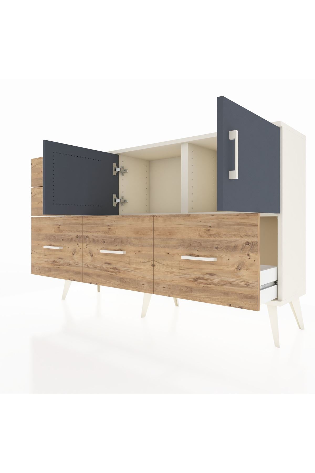 Arges Konsol 2 Raflı 5 Çekmeceli 2 Kapaklı 132x30x83 - S144M049V09A