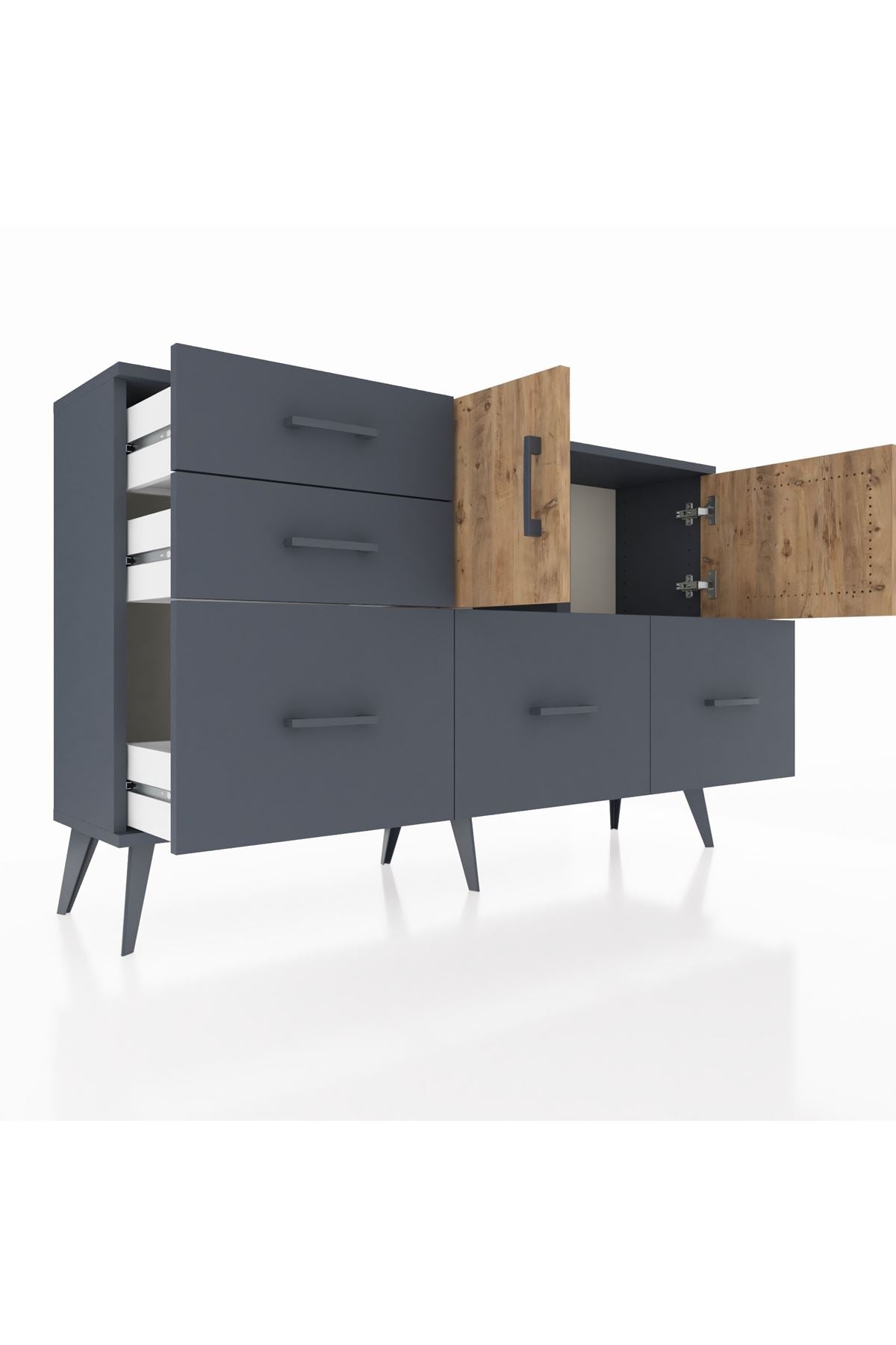 Arges Konsol 2 Raflı 5 Çekmeceli 2 Kapaklı 132x30x83 - S144M049V11A