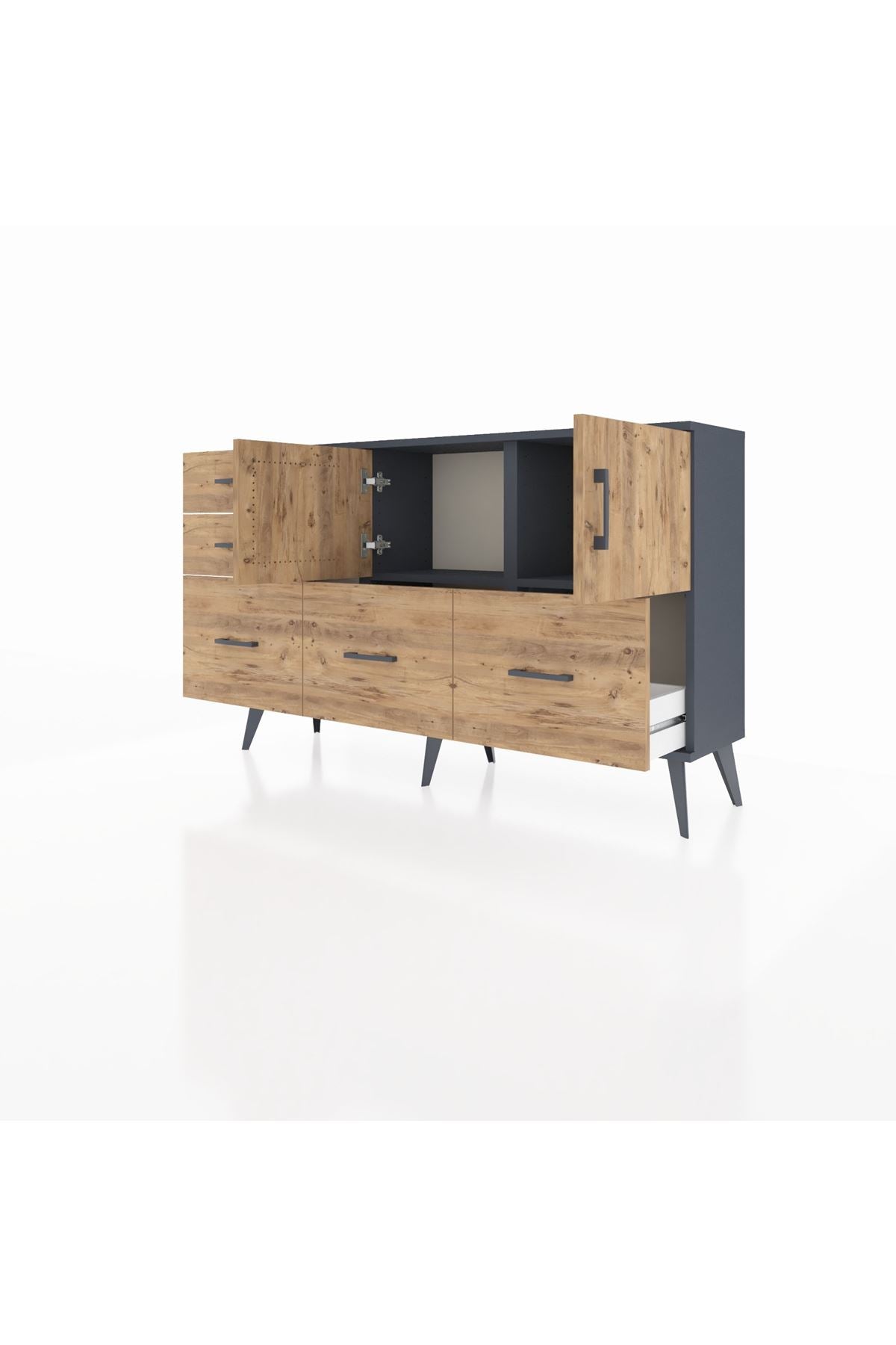 Arges Konsol 2 Raflı 5 Çekmeceli 2 Kapaklı 132x30x83 - S144M049V12A