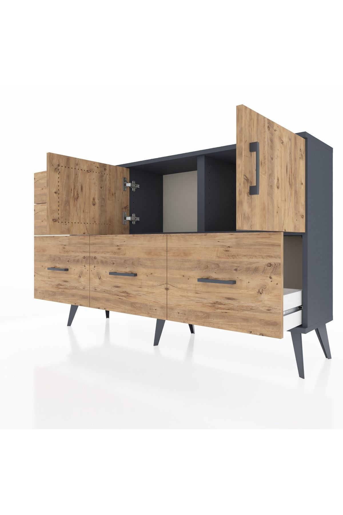 Arges Konsol 2 Raflı 5 Çekmeceli 2 Kapaklı 132x30x83 - S144M049V12A