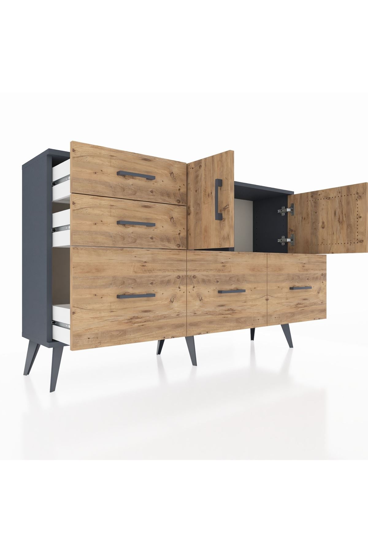 Arges Konsol 2 Raflı 5 Çekmeceli 2 Kapaklı 132x30x83 - S144M049V12A