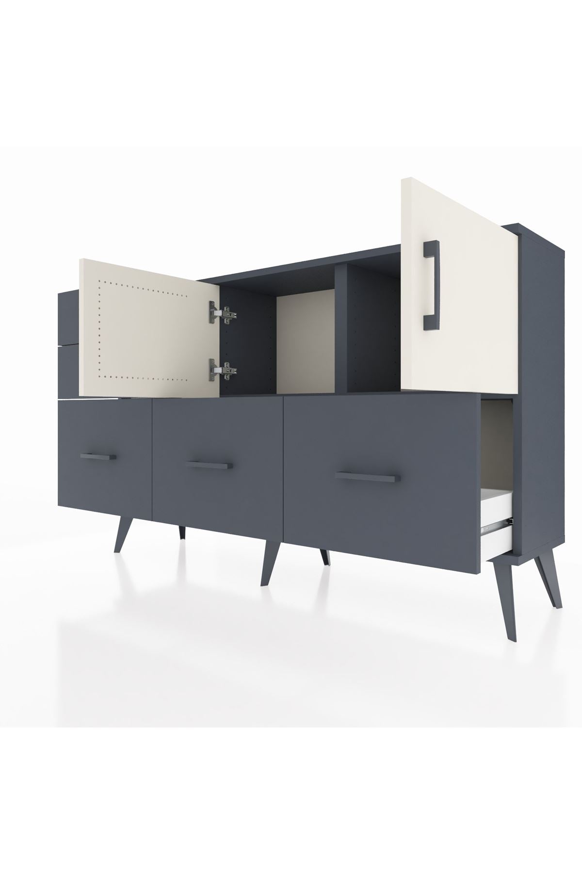 Arges Konsol 2 Raflı 5 Çekmeceli 2 Kapaklı 132x30x83 - S144M049V14A