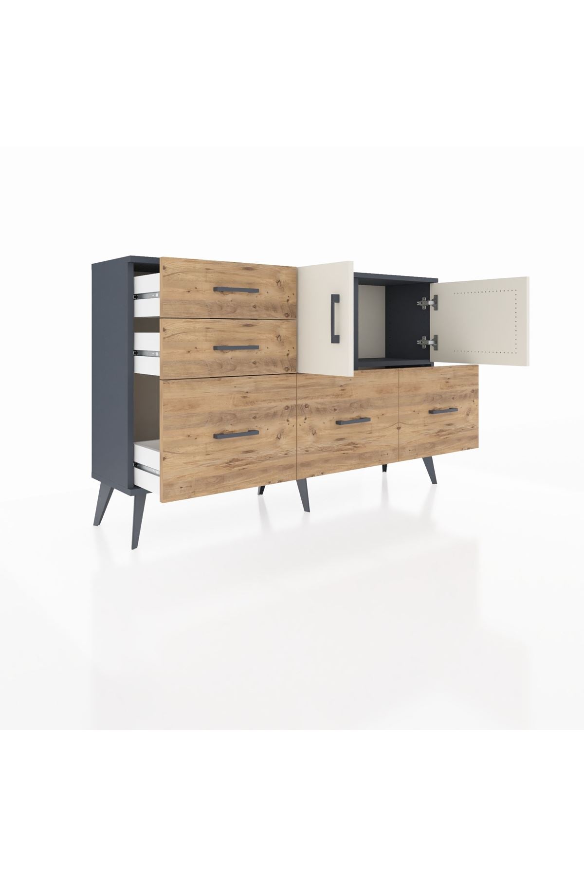 Arges Konsol 2 Raflı 5 Çekmeceli 2 Kapaklı 132x30x83 - S144M049V15A