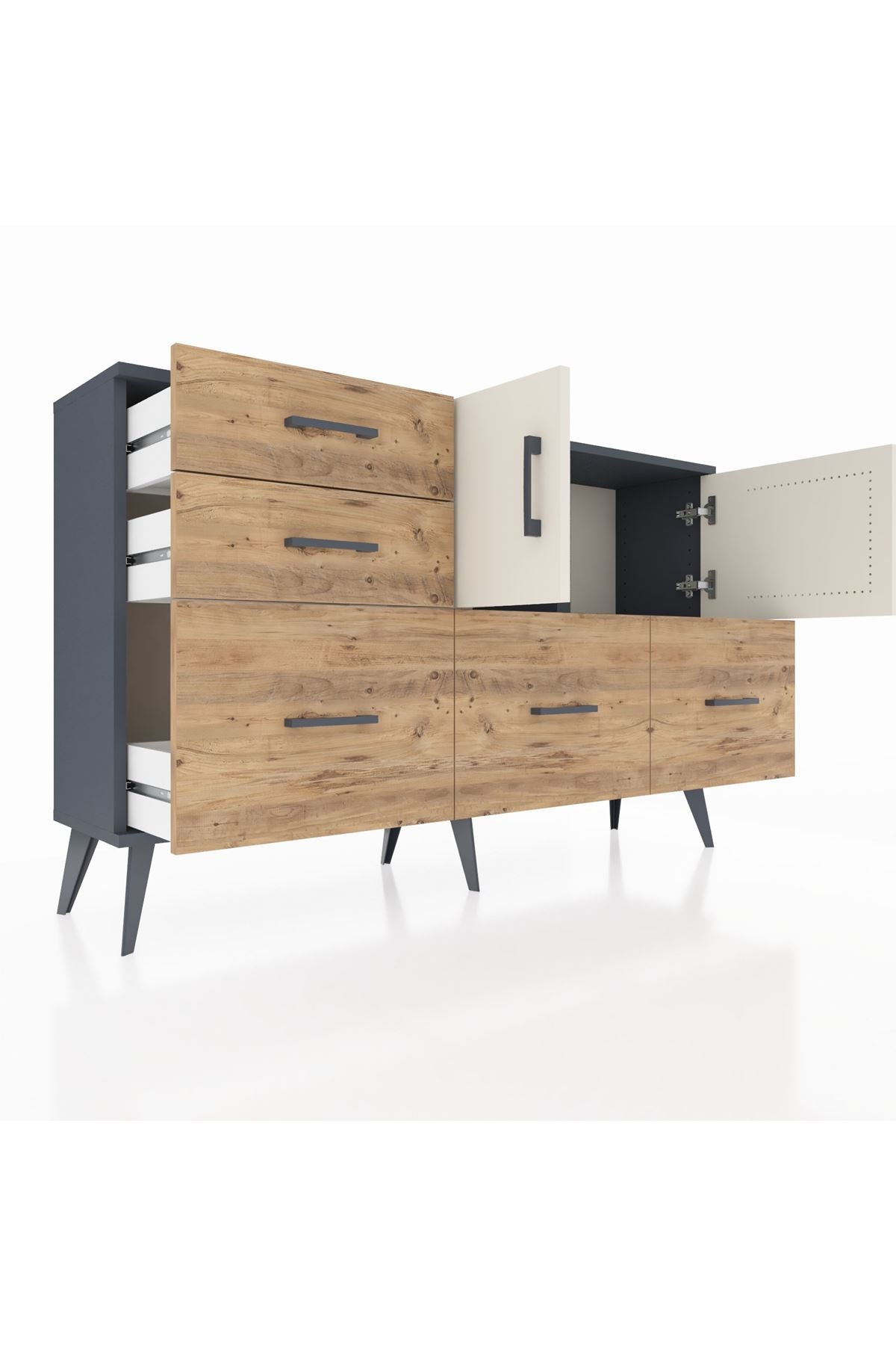 Arges Konsol 2 Raflı 5 Çekmeceli 2 Kapaklı 132x30x83 - S144M049V15A