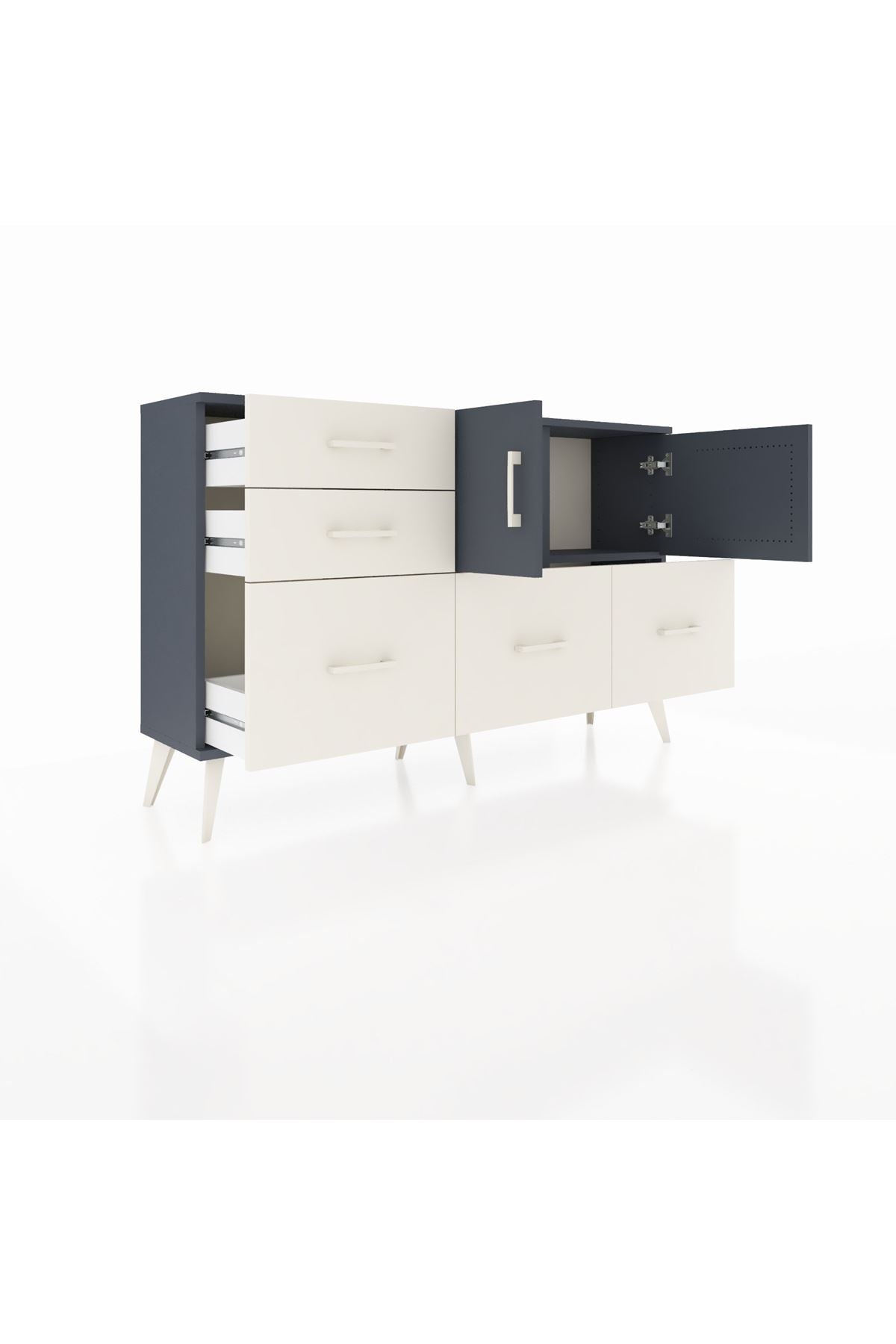 Arges Konsol 2 Raflı 5 Çekmeceli 2 Kapaklı 132x30x83 - S144M049V16A