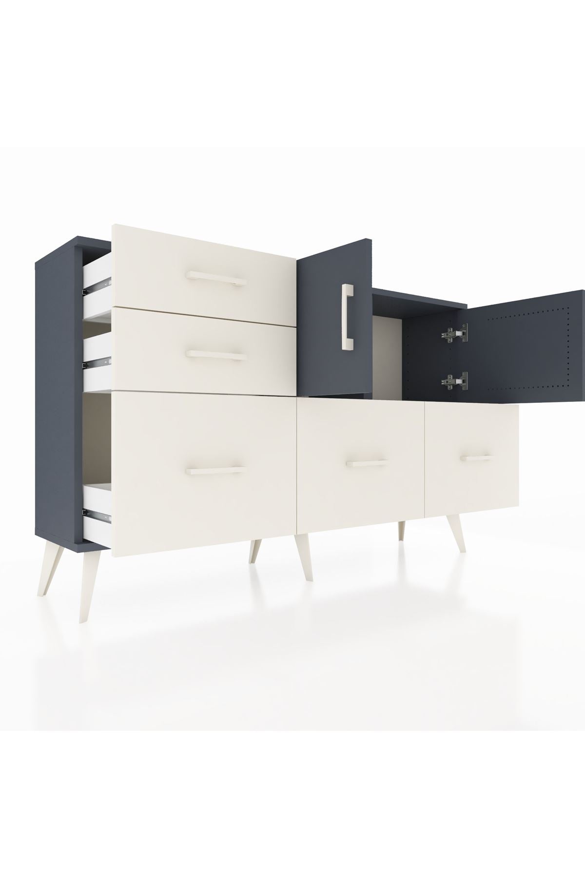 Arges Konsol 2 Raflı 5 Çekmeceli 2 Kapaklı 132x30x83 - S144M049V16A