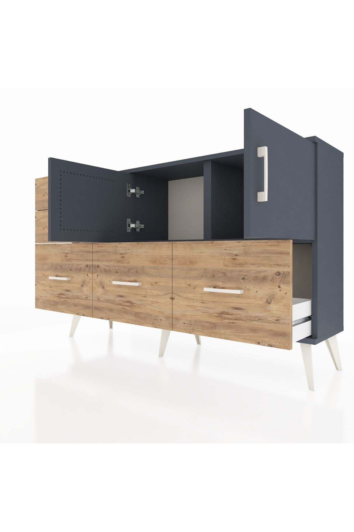 Arges Konsol 2 Raflı 5 Çekmeceli 2 Kapaklı 132x30x83 - S144M049V18A