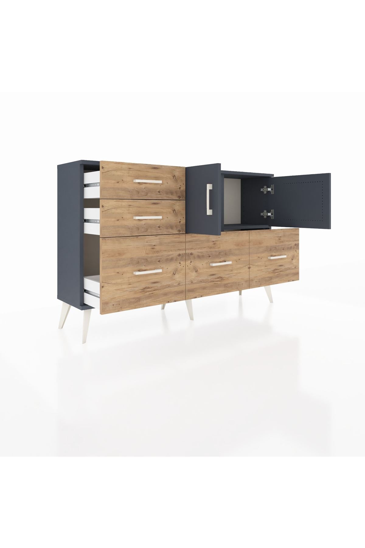 Arges Konsol 2 Raflı 5 Çekmeceli 2 Kapaklı 132x30x83 - S144M049V18A