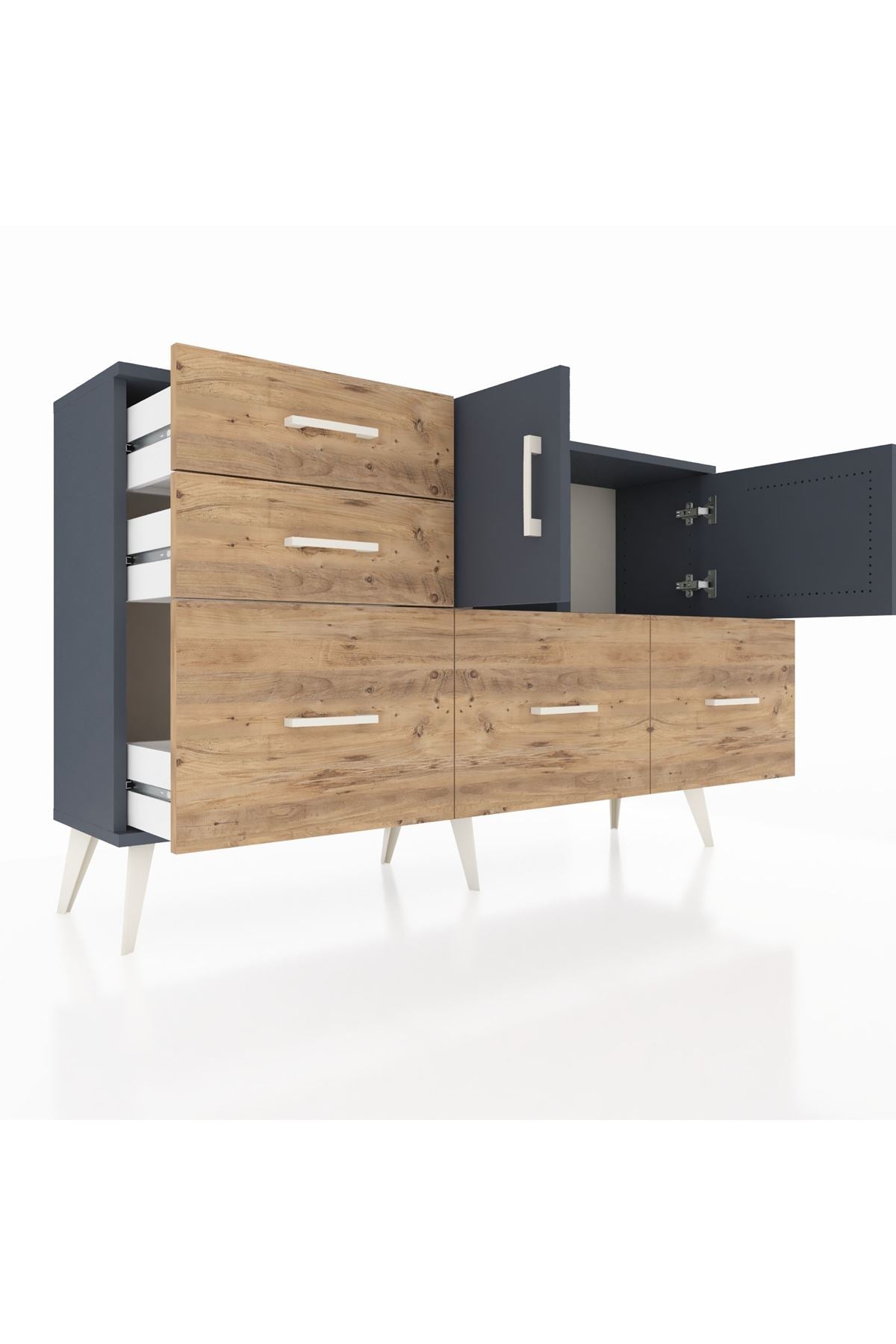 Arges Konsol 2 Raflı 5 Çekmeceli 2 Kapaklı 132x30x83 - S144M049V18A