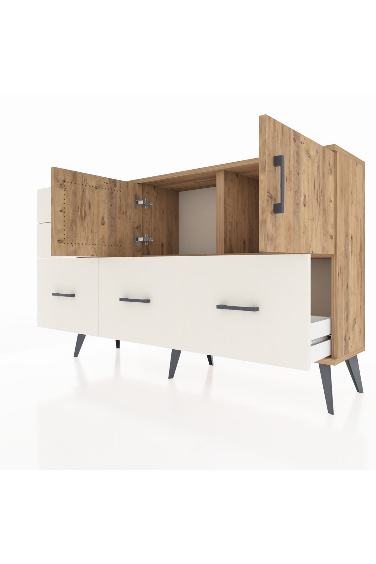 Arges Konsol 2 Raflı 5 Çekmeceli 2 Kapaklı 132x30x83 - S144M049V19A