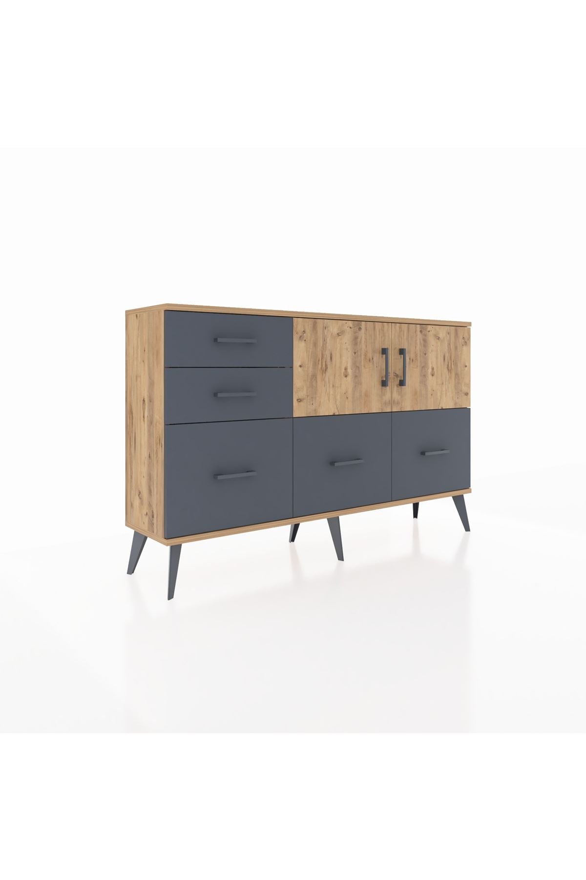 Arges Konsol 2 Raflı 5 Çekmeceli 2 Kapaklı 132x30x83 - S144M049V20A