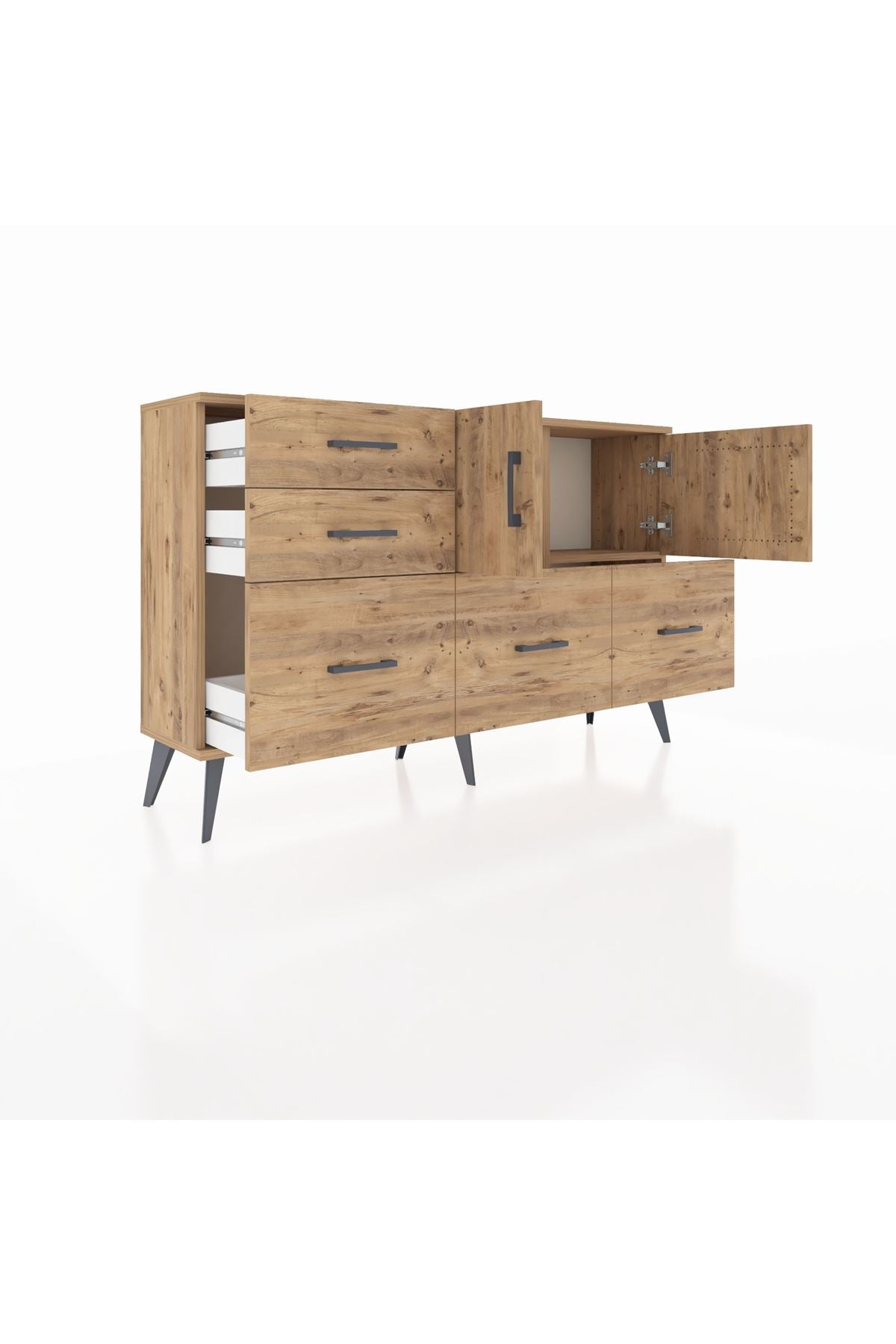 Arges Konsol 2 Raflı 5 Çekmeceli 2 Kapaklı 132x30x83 - S144M049V21A