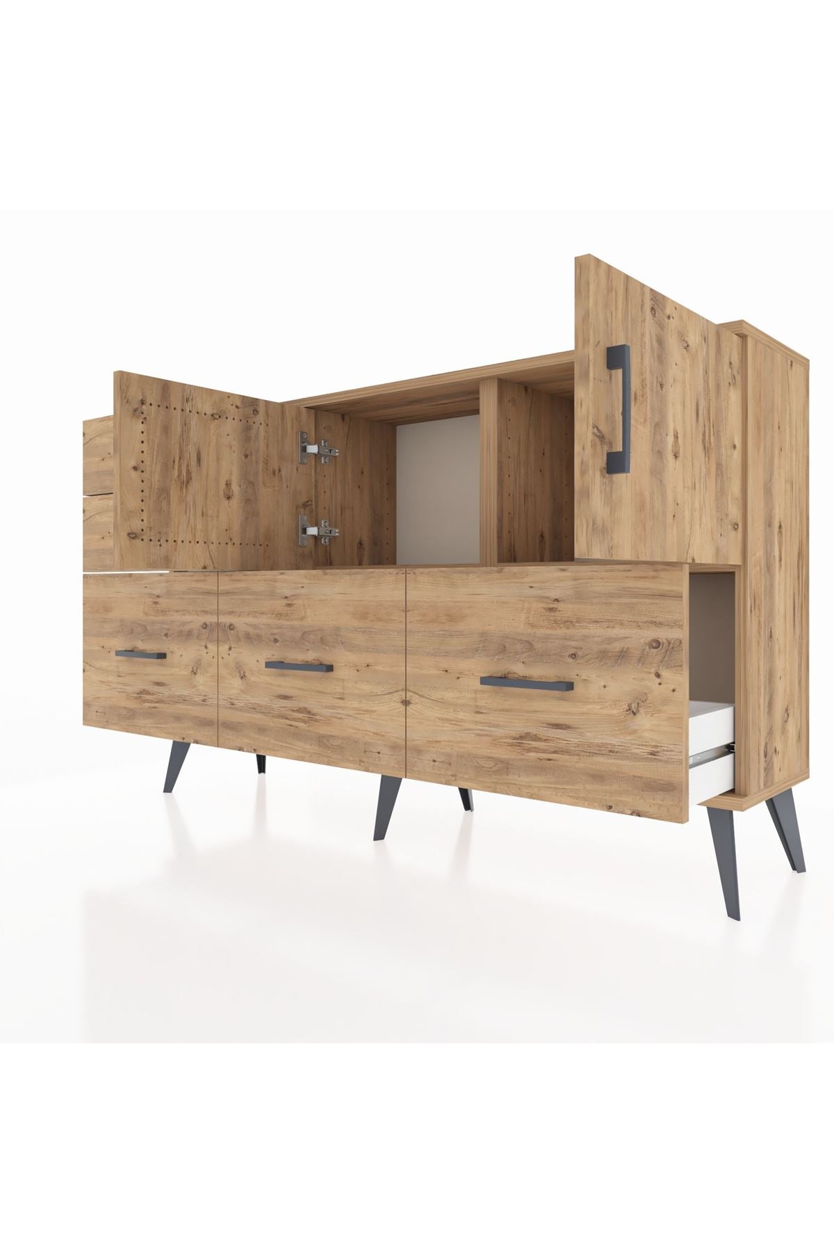 Arges Konsol 2 Raflı 5 Çekmeceli 2 Kapaklı 132x30x83 - S144M049V21A