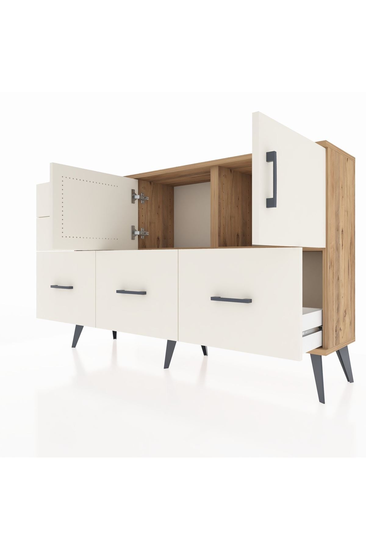 Arges Konsol 2 Raflı 5 Çekmeceli 2 Kapaklı 132x30x83 - S144M049V22A