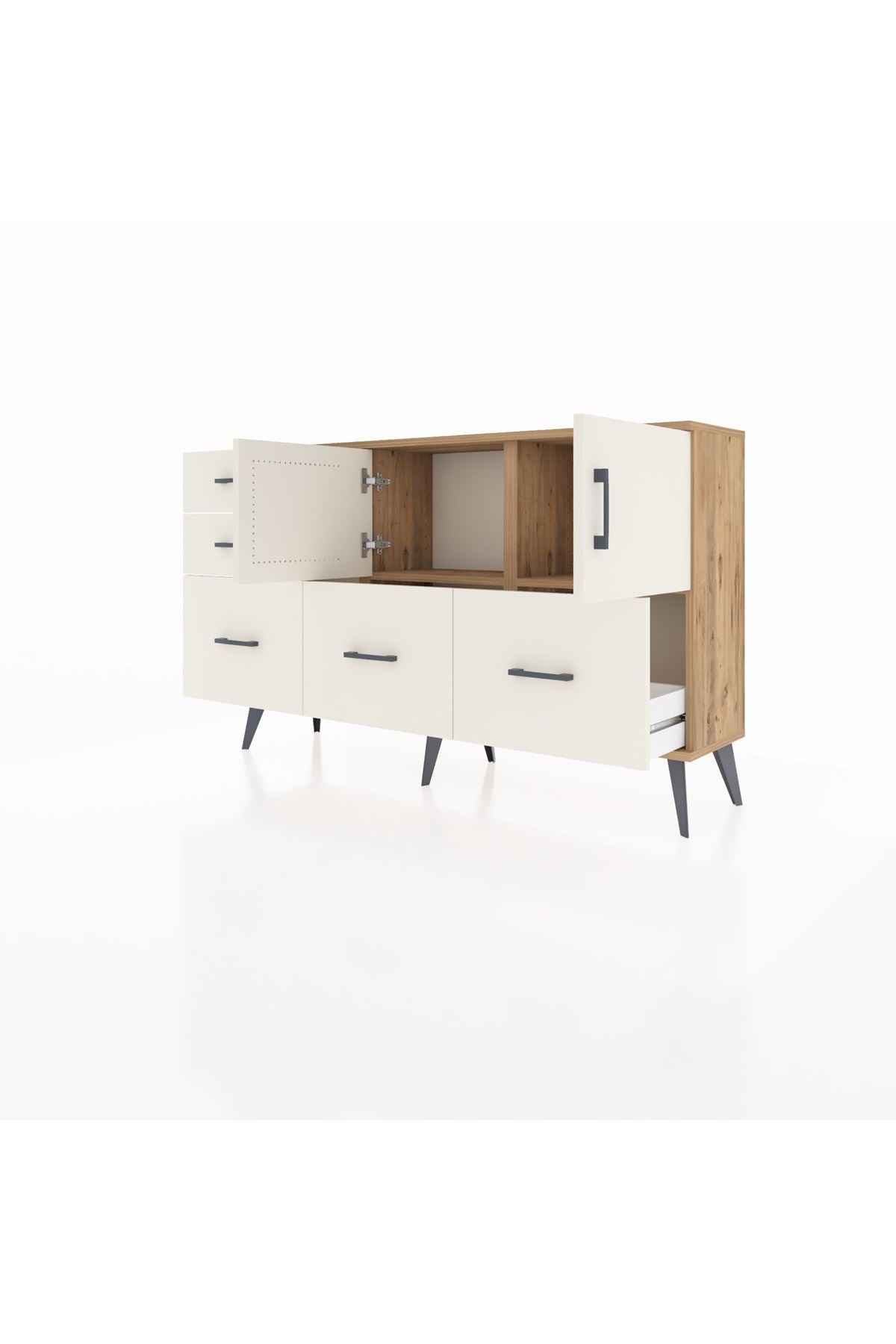 Arges Konsol 2 Raflı 5 Çekmeceli 2 Kapaklı 132x30x83 - S144M049V22A