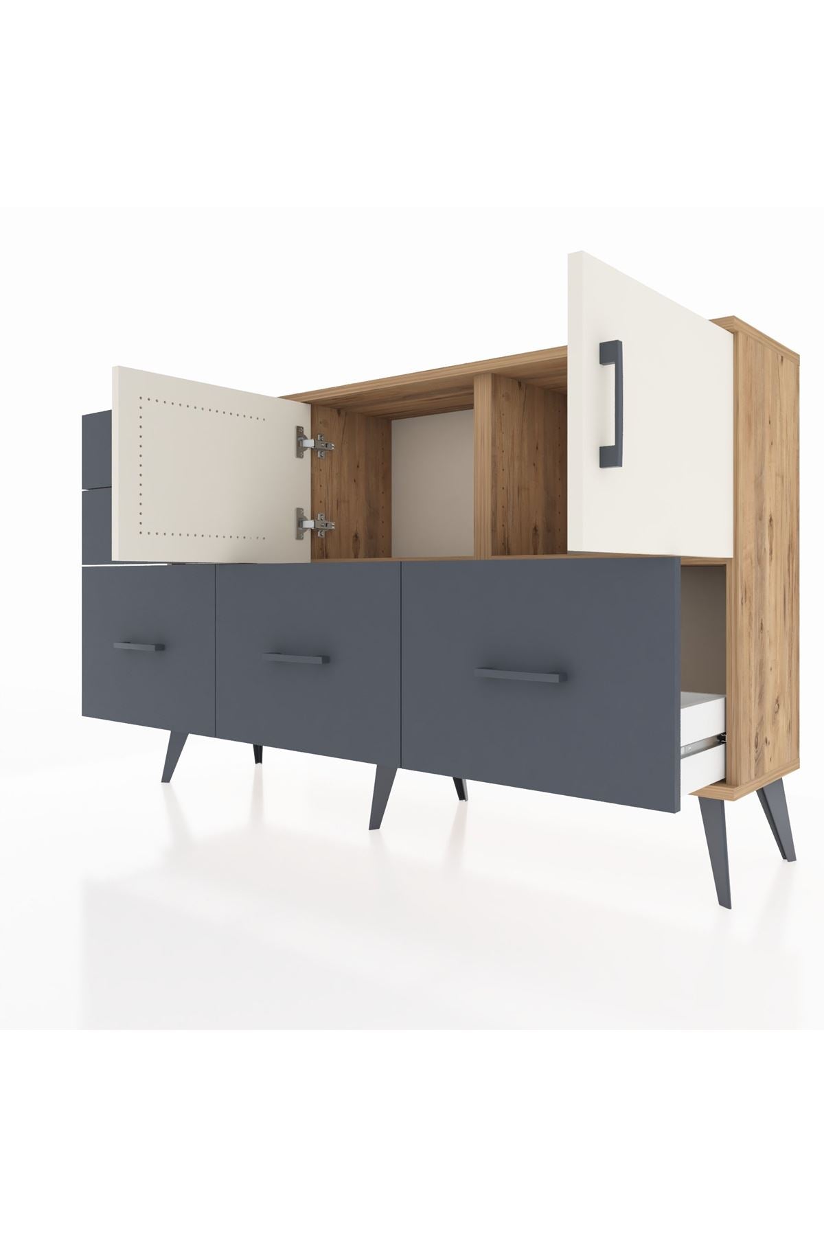 Arges Konsol 2 Raflı 5 Çekmeceli 2 Kapaklı 132x30x83 - S144M049V23A