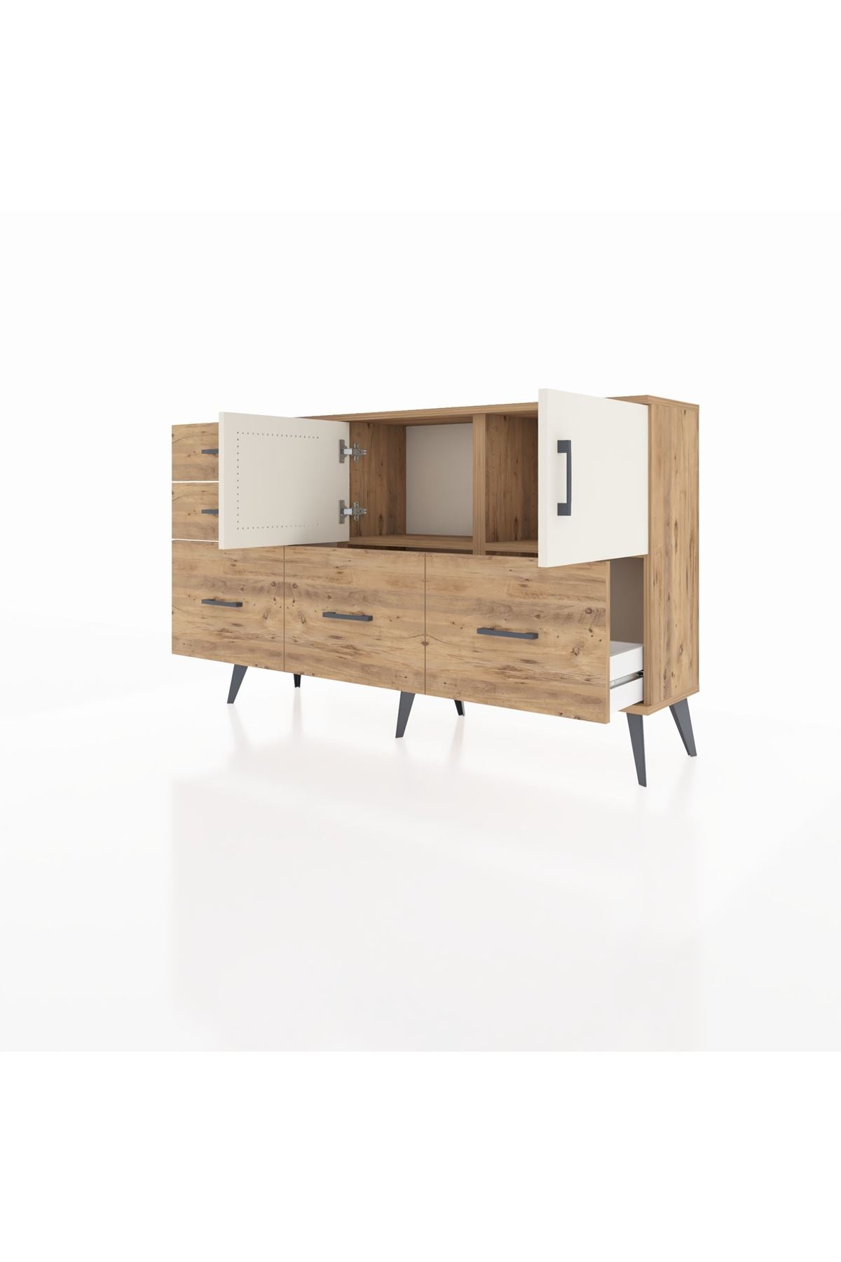 Arges Konsol 2 Raflı 5 Çekmeceli 2 Kapaklı 132x30x83 - S144M049V24A