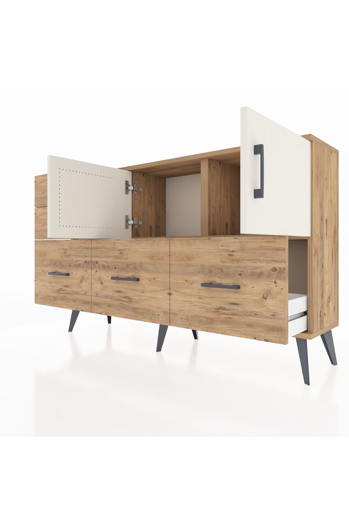 Arges Konsol 2 Raflı 5 Çekmeceli 2 Kapaklı 132x30x83 - S144M049V24A