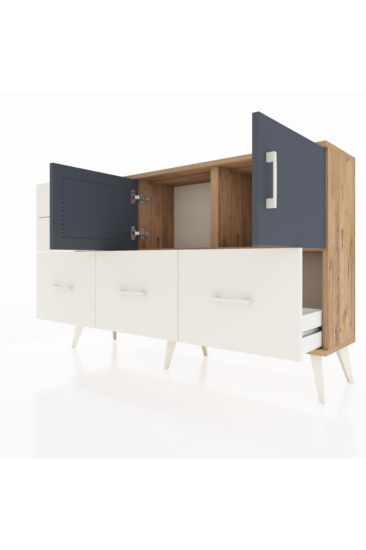 Arges Konsol 2 Raflı 5 Çekmeceli 2 Kapaklı 132x30x83 - S144M049V25A