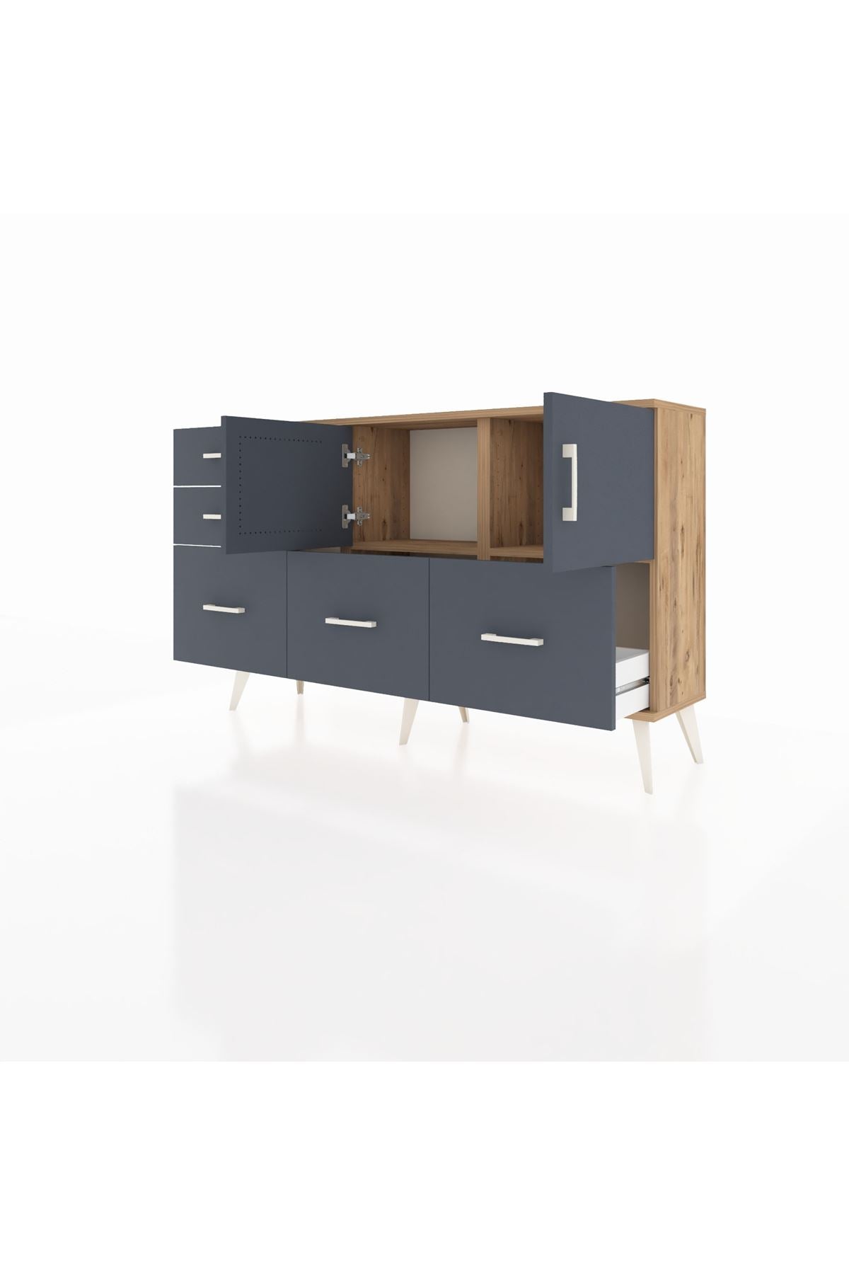 Arges Konsol 2 Raflı 5 Çekmeceli 2 Kapaklı 132x30x83 - S144M049V26A