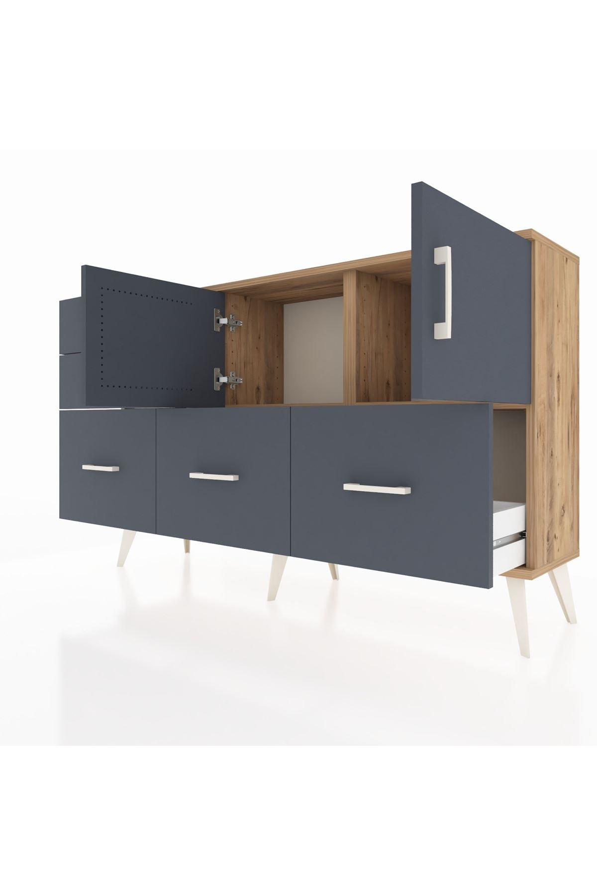 Arges Konsol 2 Raflı 5 Çekmeceli 2 Kapaklı 132x30x83 - S144M049V26A