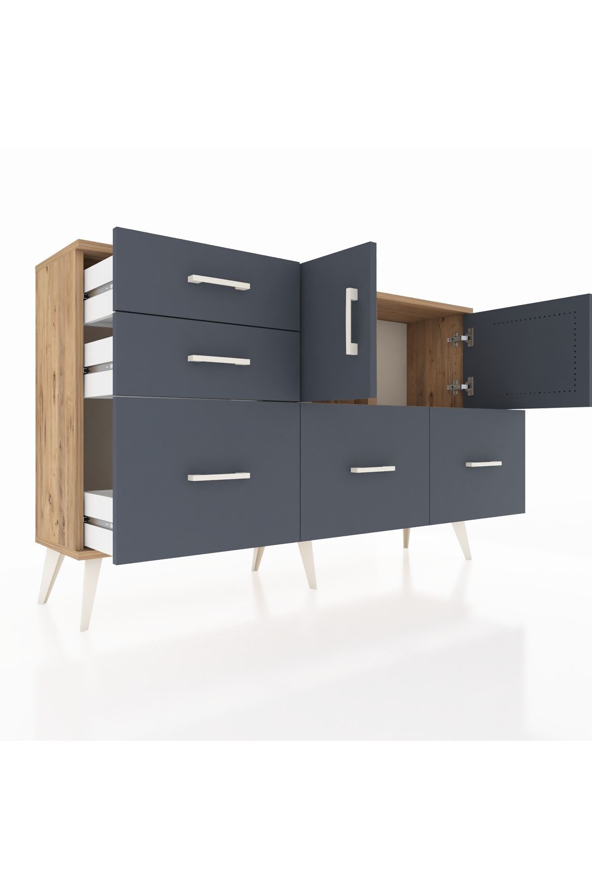 Arges Konsol 2 Raflı 5 Çekmeceli 2 Kapaklı 132x30x83 - S144M049V26A