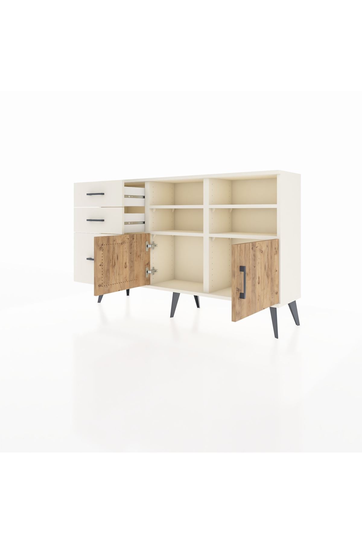 Arges Konsol 4 Raflı 3 Çekmeceli 2 Kapaklı 132x30x83 - S144M050V01A