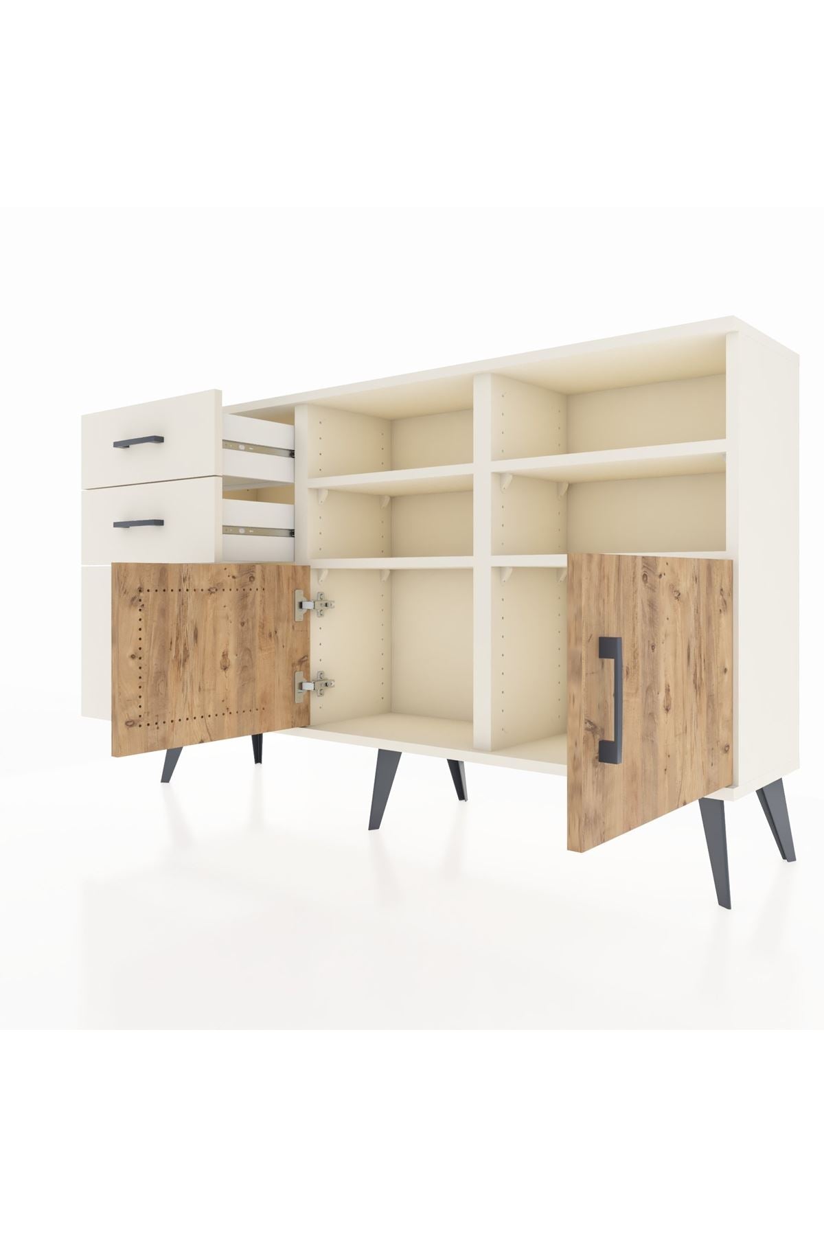 Arges Konsol 4 Raflı 3 Çekmeceli 2 Kapaklı 132x30x83 - S144M050V01A