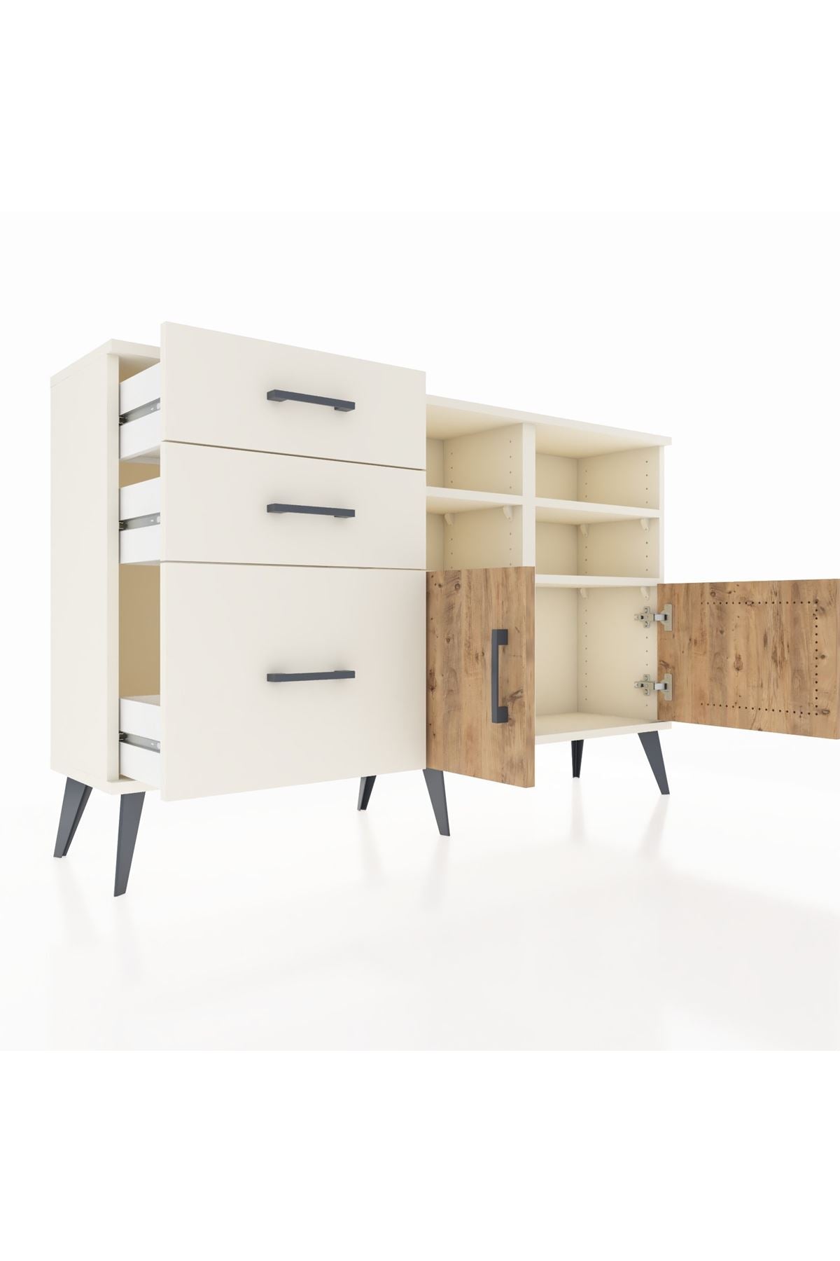 Arges Konsol 4 Raflı 3 Çekmeceli 2 Kapaklı 132x30x83 - S144M050V01A
