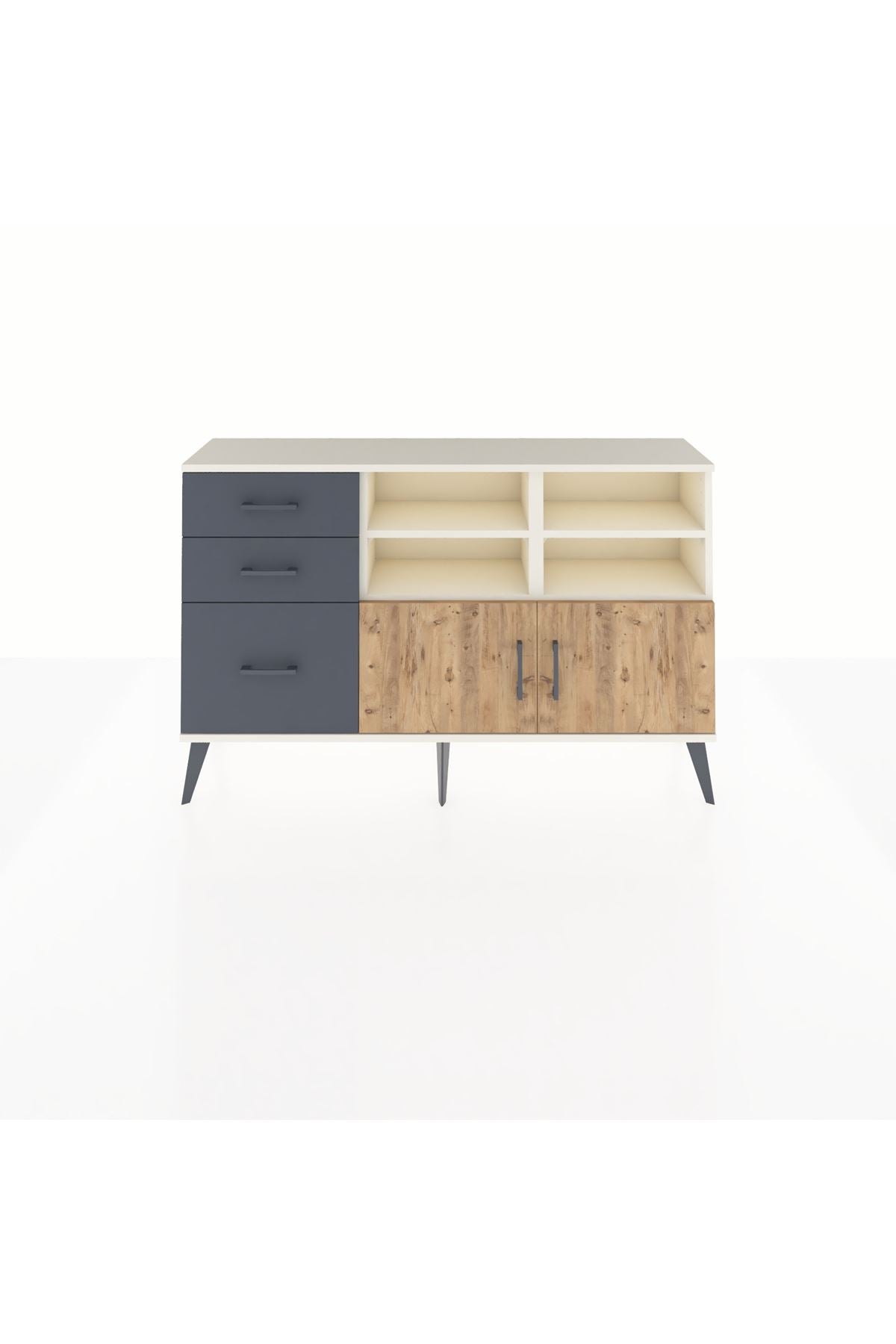 Arges Konsol 4 Raflı 3 Çekmeceli 2 Kapaklı 132x30x83 - S144M050V02A