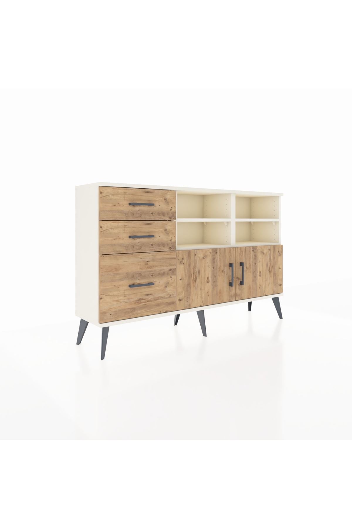 Arges Konsol 4 Raflı 3 Çekmeceli 2 Kapaklı 132x30x83 - S144M050V03A