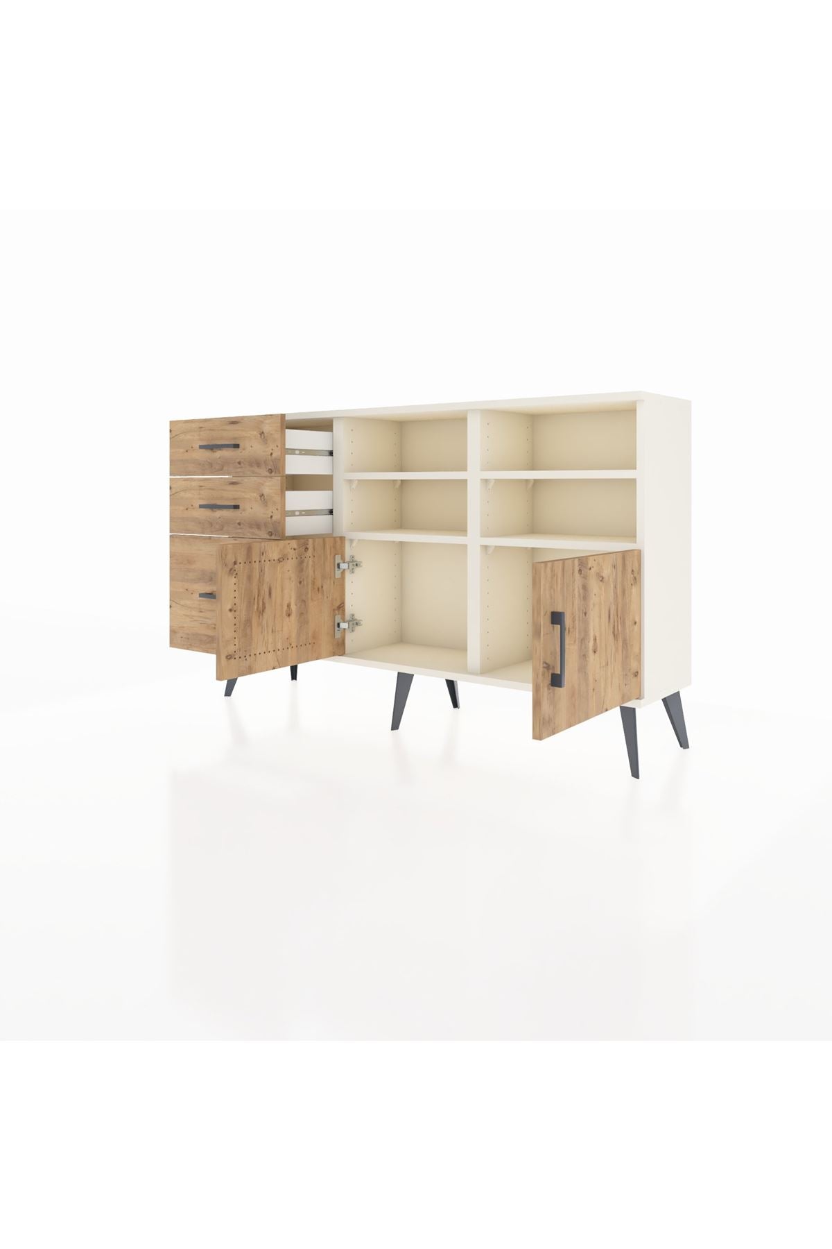 Arges Konsol 4 Raflı 3 Çekmeceli 2 Kapaklı 132x30x83 - S144M050V03A