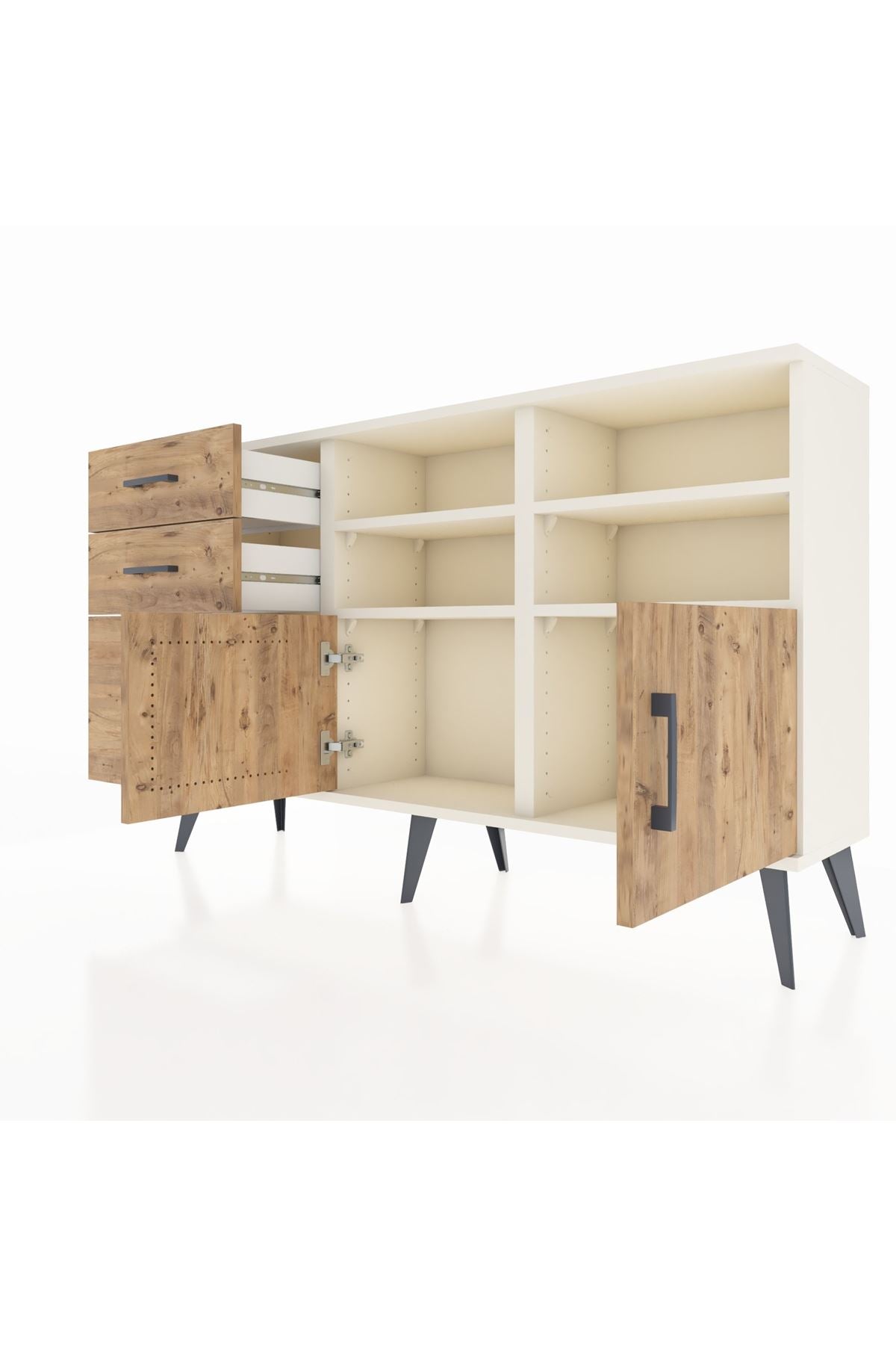 Arges Konsol 4 Raflı 3 Çekmeceli 2 Kapaklı 132x30x83 - S144M050V03A