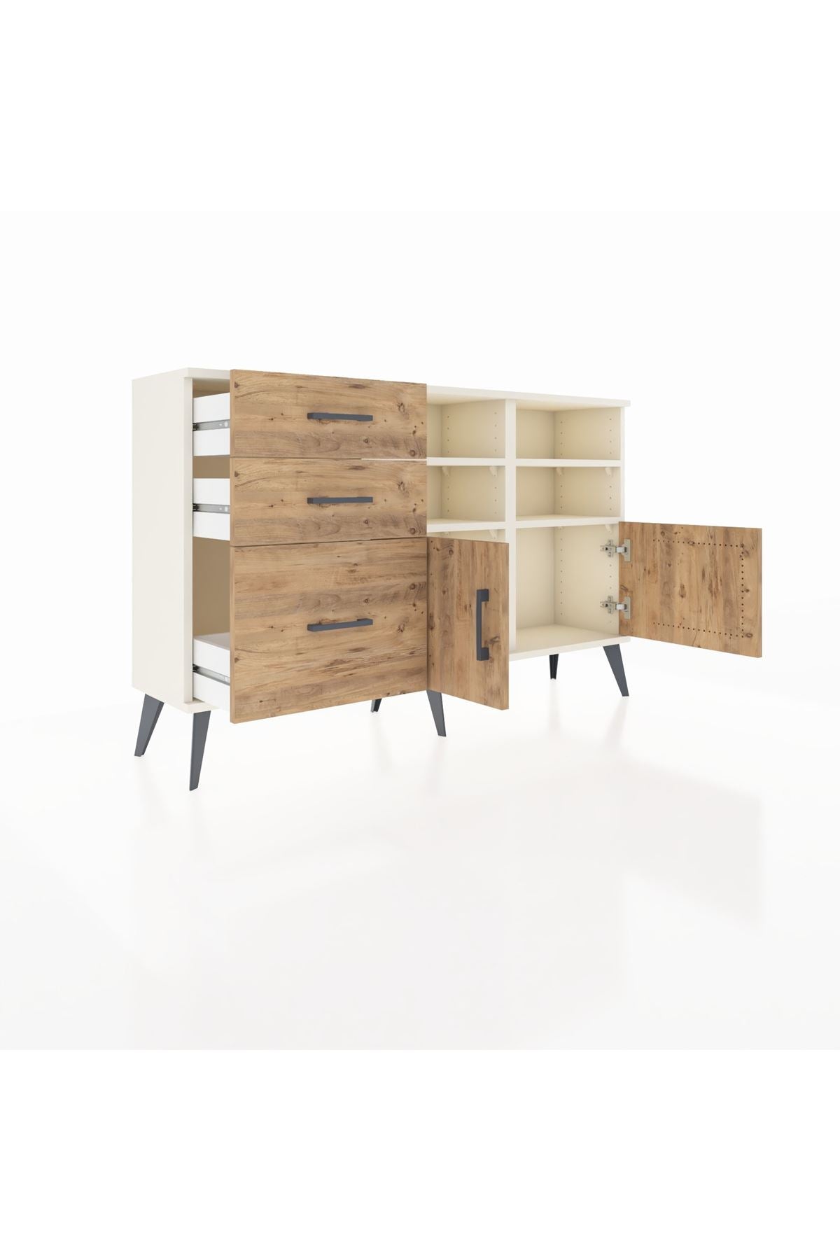 Arges Konsol 4 Raflı 3 Çekmeceli 2 Kapaklı 132x30x83 - S144M050V03A