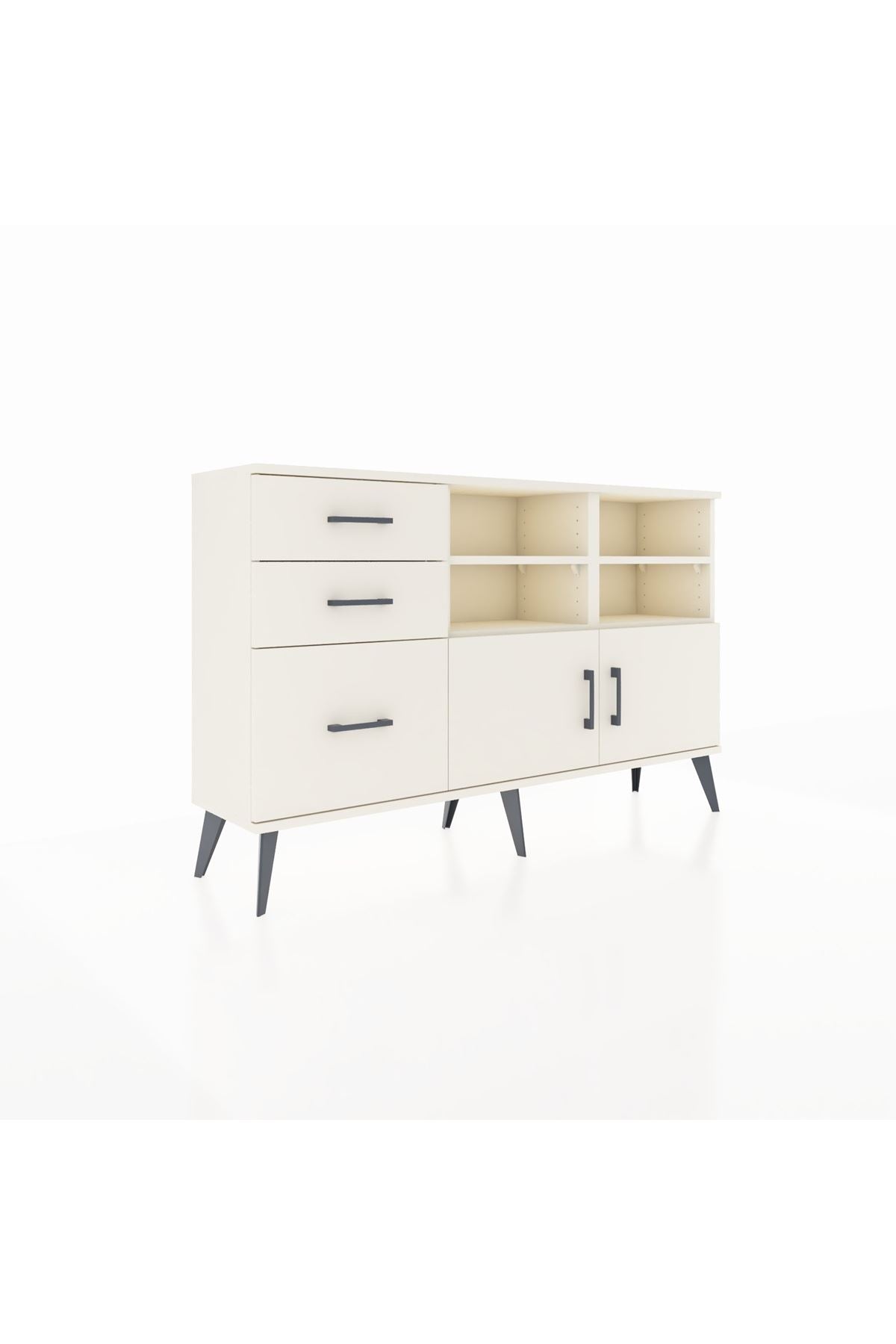 Arges Konsol 4 Raflı 3 Çekmeceli 2 Kapaklı 132x30x83 - S144M050V04A